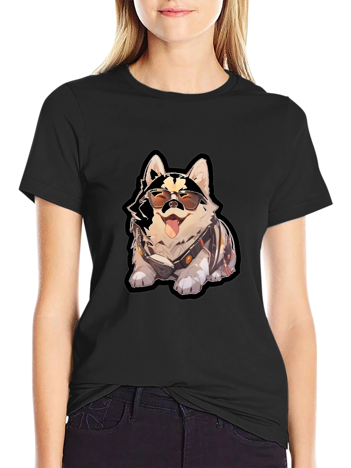 Cool Dog Graphic Black T-Shirt