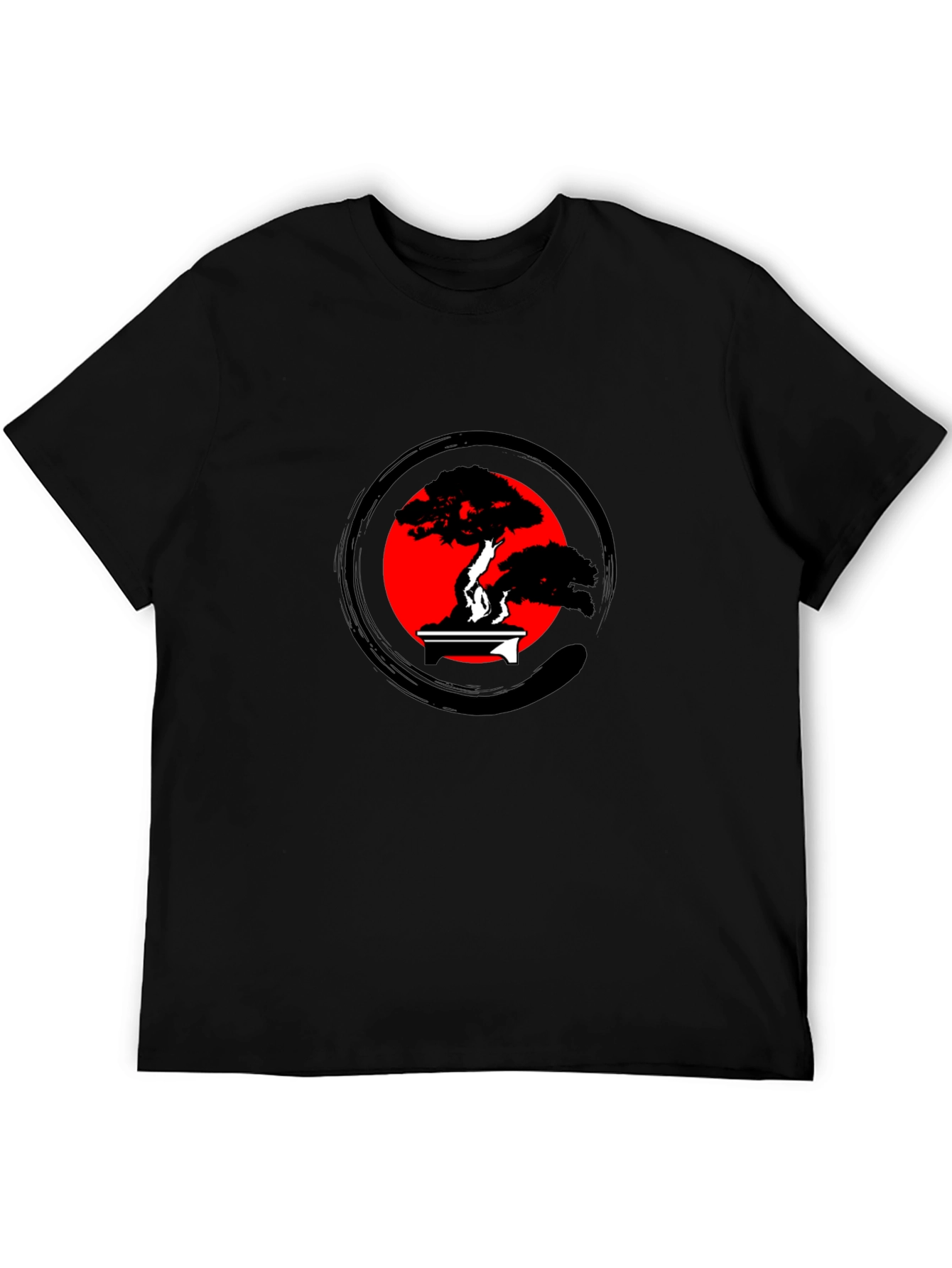 Bonsai Tree Zen Circle Graphic Tee - Black