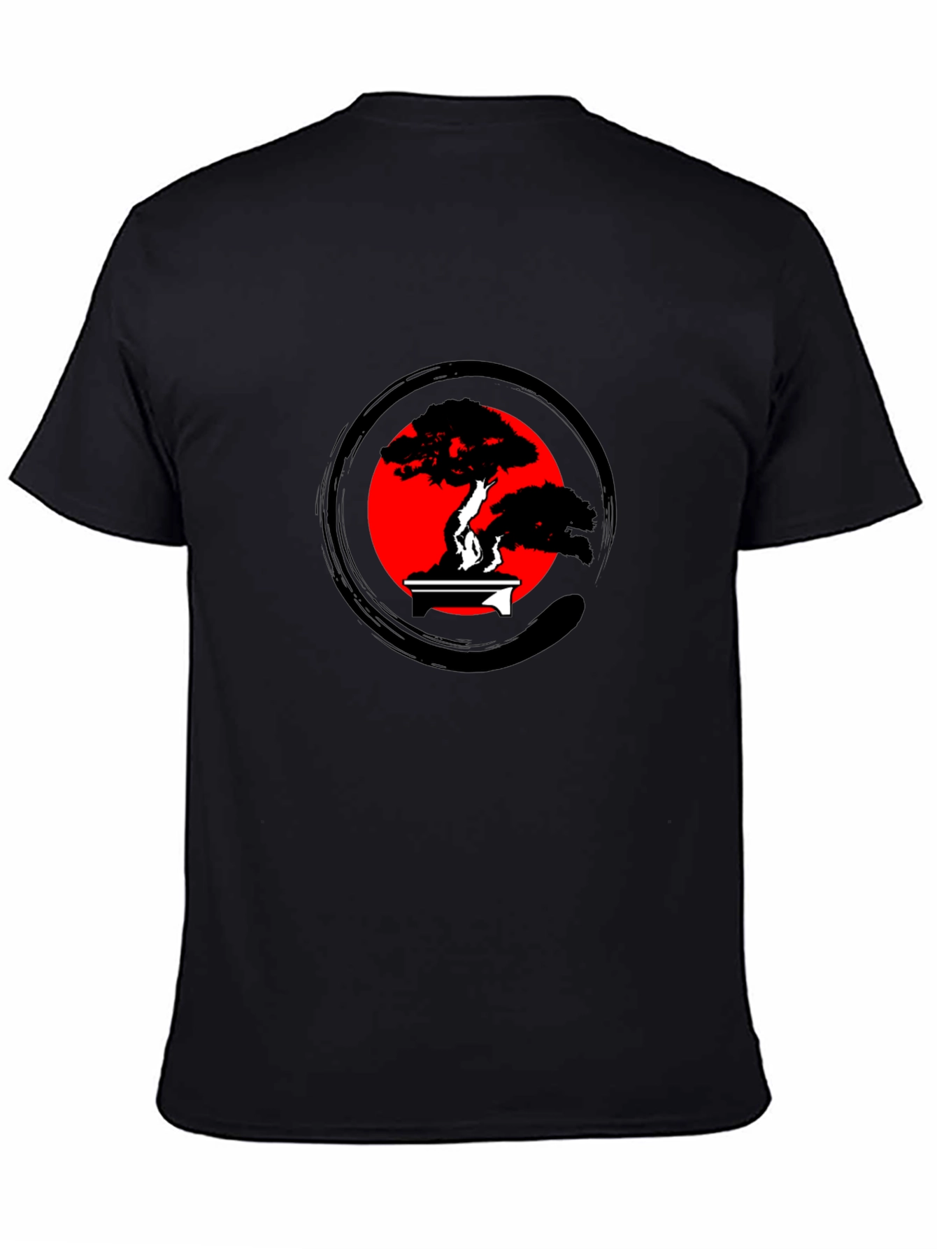 Bonsai Tree Zen Circle Graphic Tee - Black