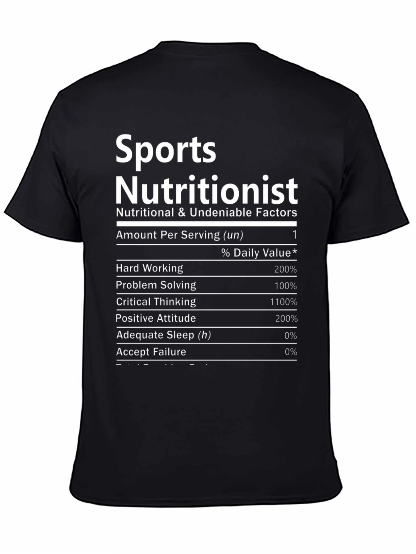 Sports Nutritionist T-Shirt - Funny Nutrition Facts Tee