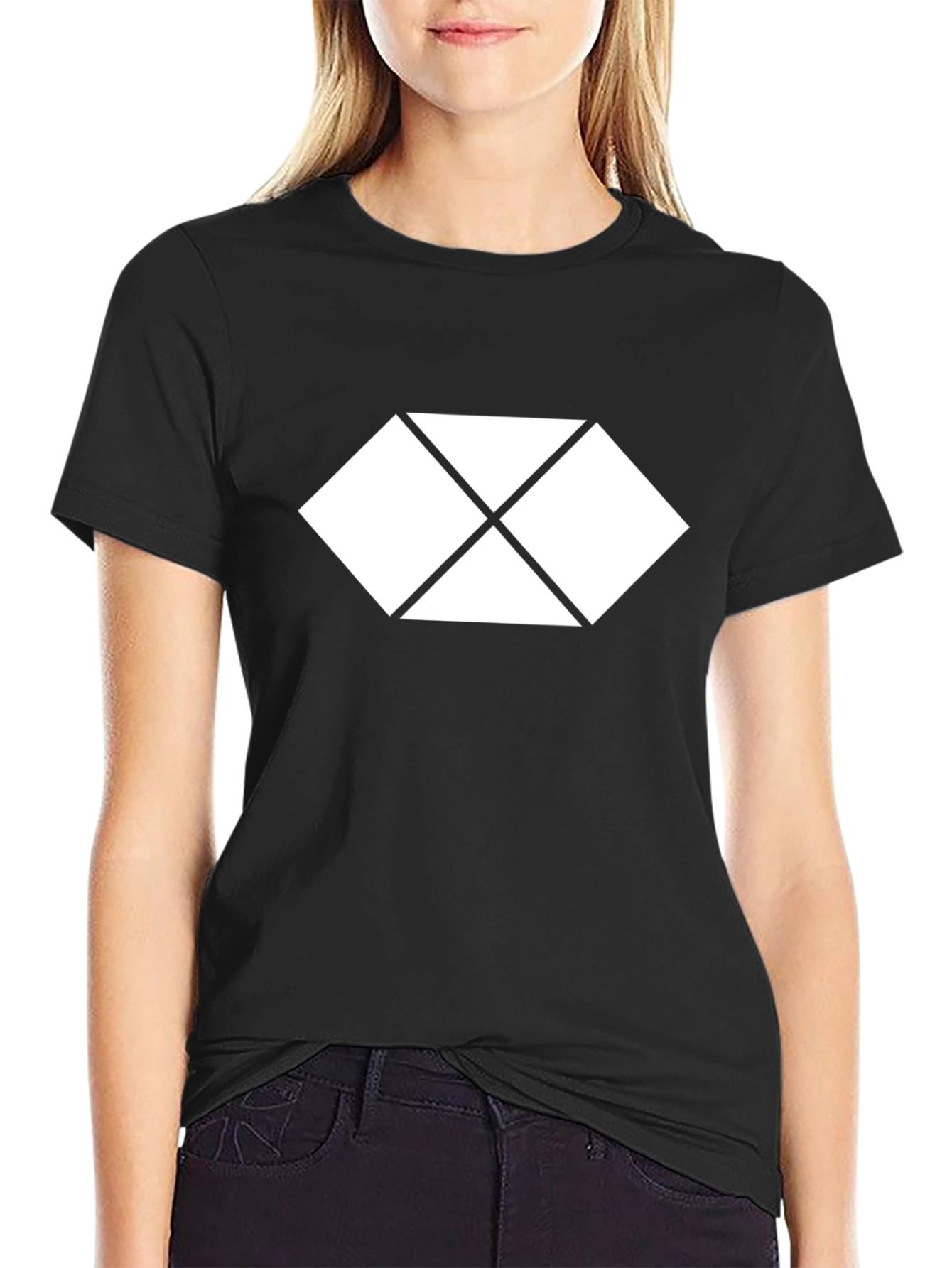 Geometric Diamond Graphic Tee - Modern Style