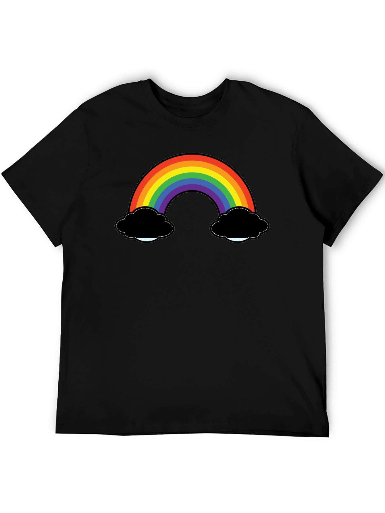Rainbow & Cloud Black T-Shirt