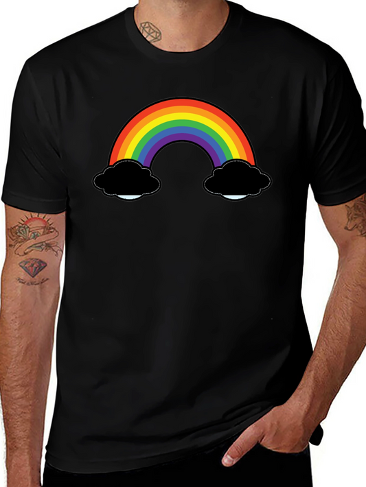 Rainbow & Cloud Black T-Shirt