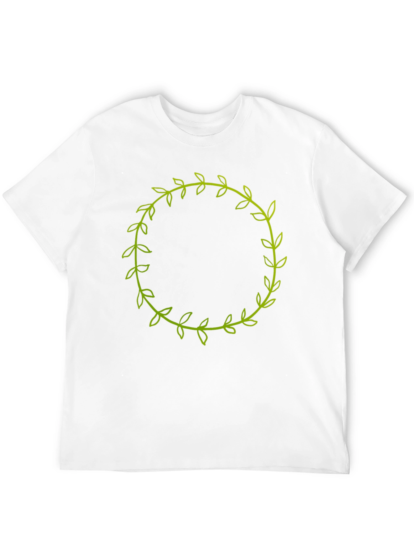 Mens Black T-Shirt with Green Leaf Wreath Design