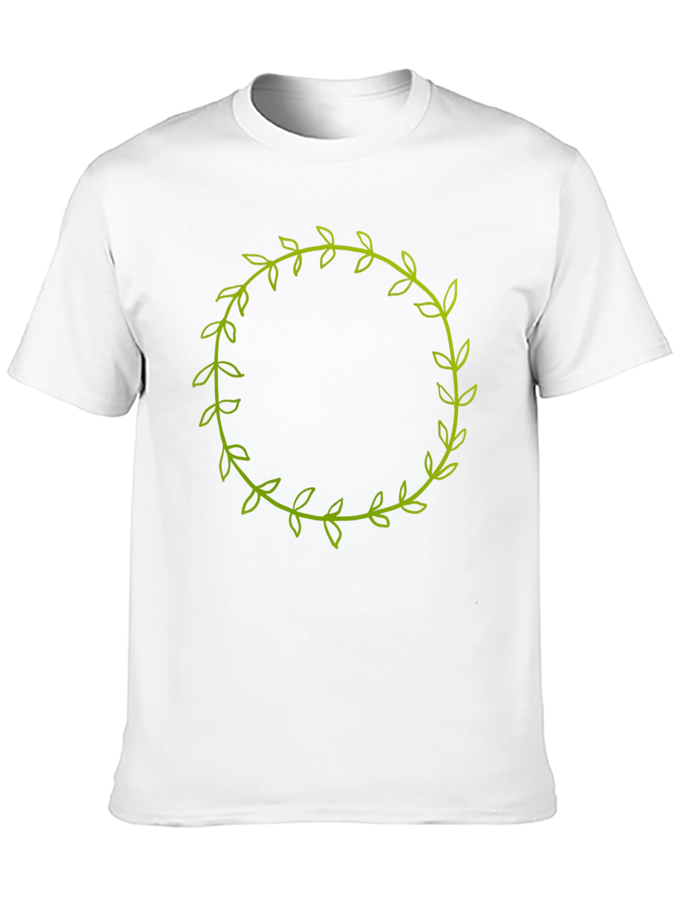 Mens Black T-Shirt with Green Leaf Wreath Design