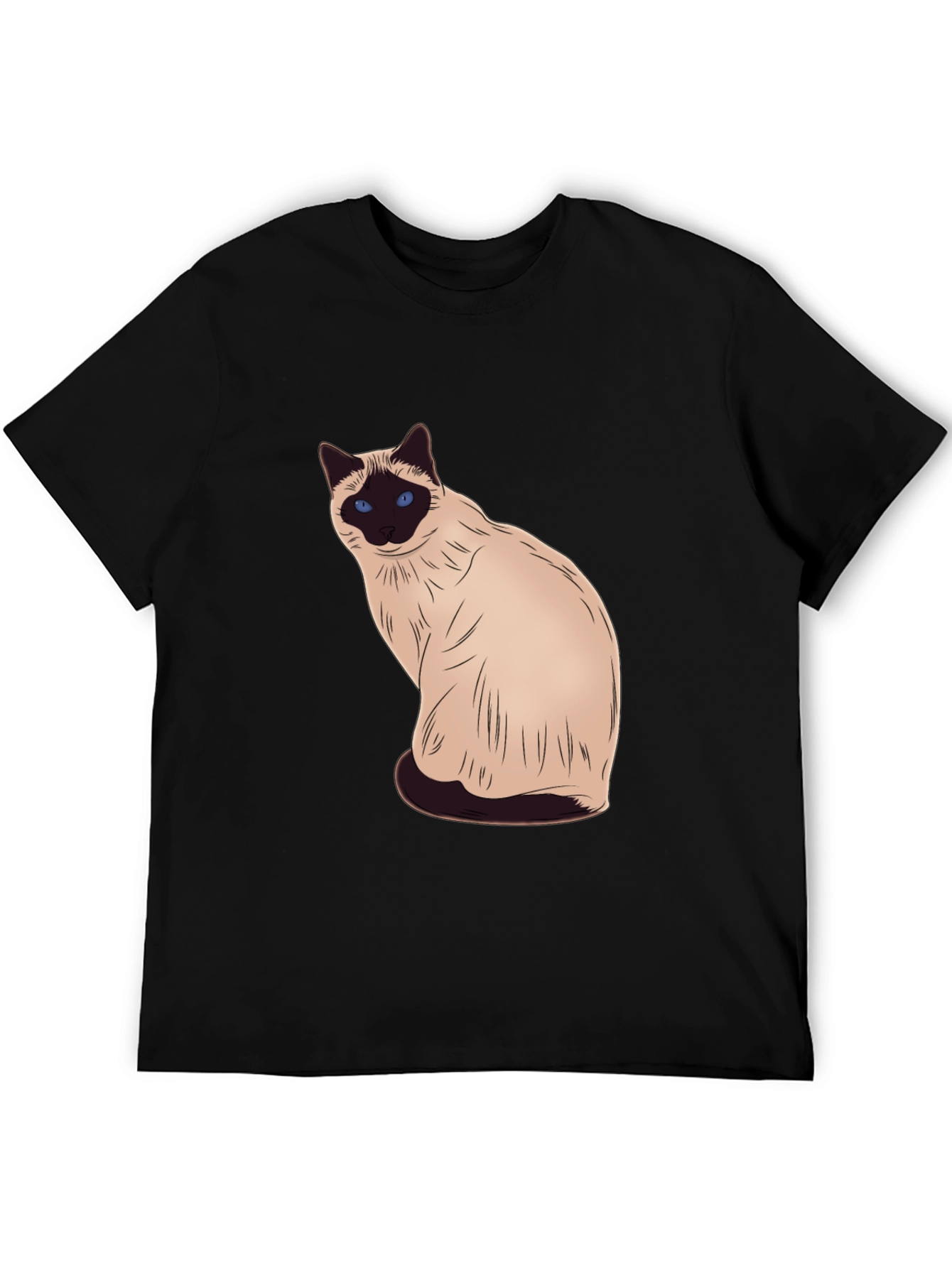 Siamese Cat Graphic Black T-Shirt