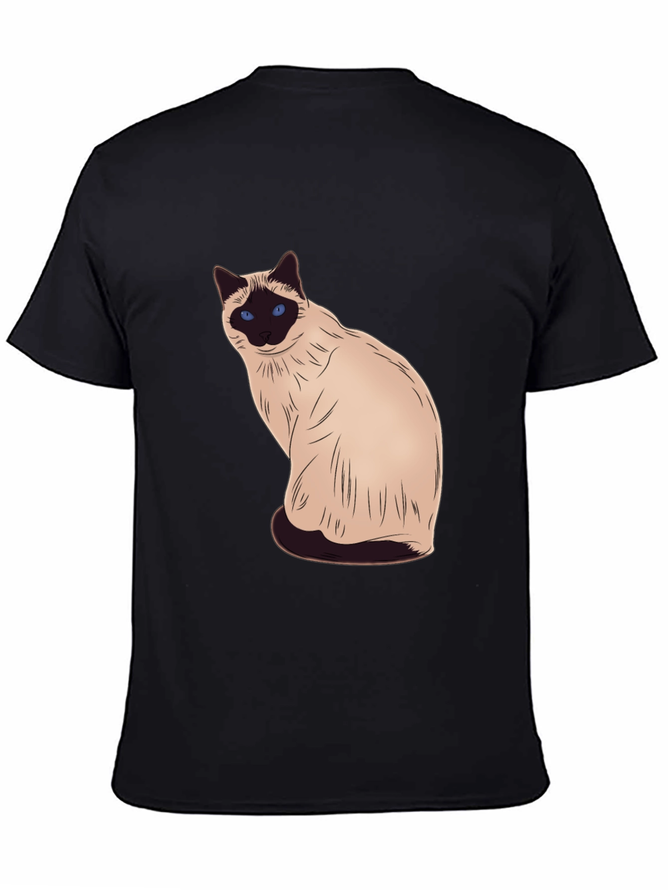 Siamese Cat Graphic Black T-Shirt