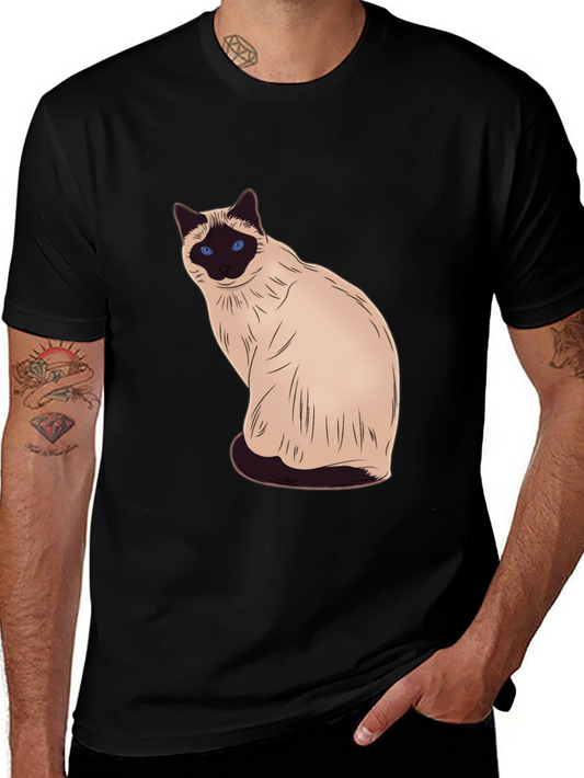 Siamese Cat Graphic Black T-Shirt