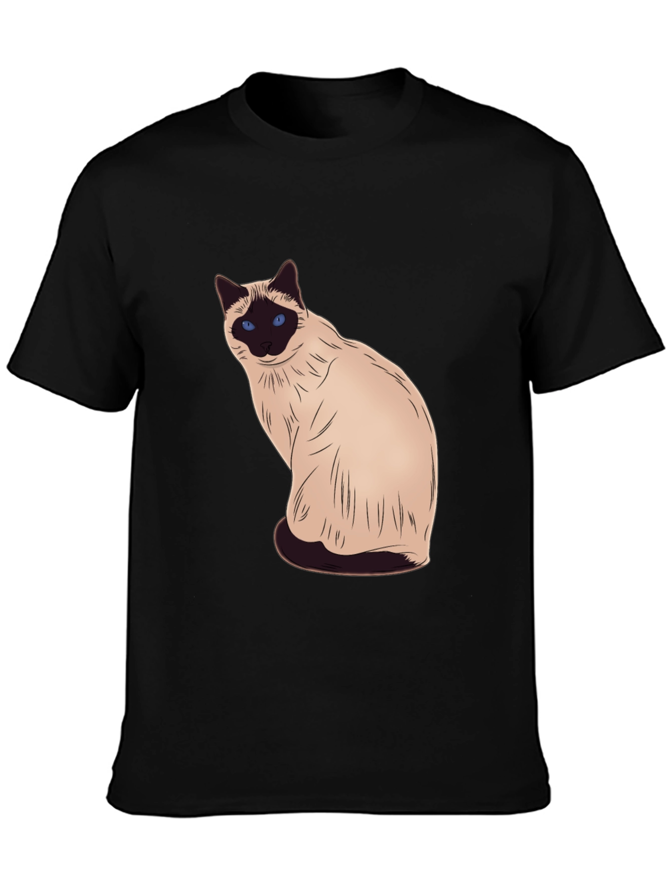 Siamese Cat Graphic Black T-Shirt