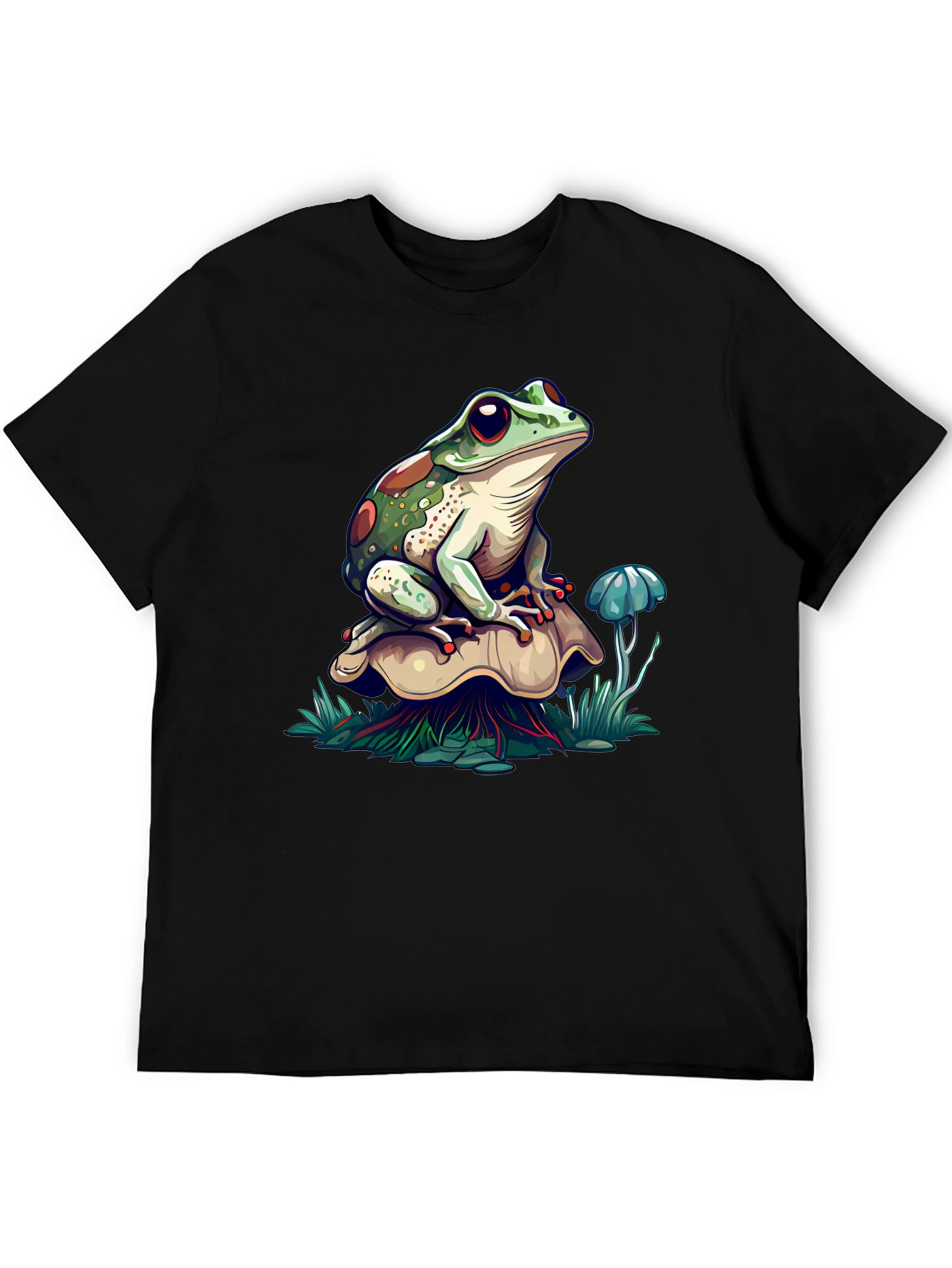 Frog on Mushroom Graphic T-Shirt
