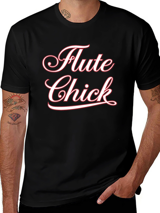 Flute Chick Black Cotton T-Shirt
