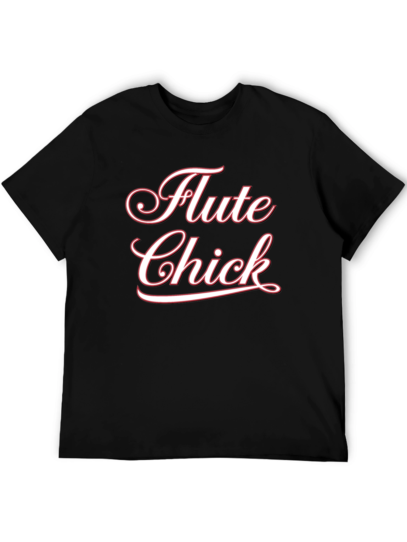 Flute Chick Black Cotton T-Shirt