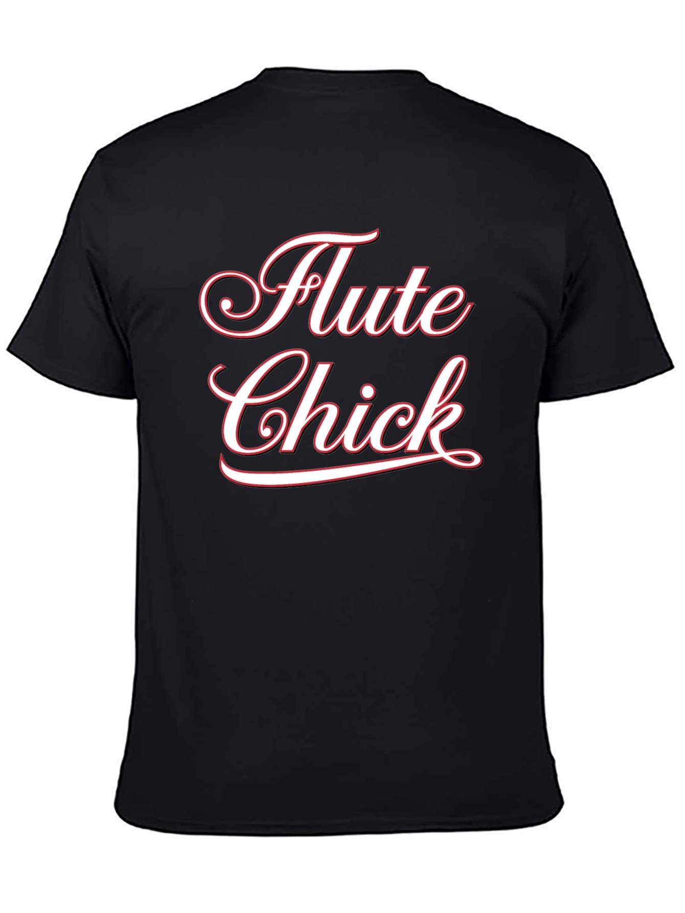 Flute Chick Black Cotton T-Shirt