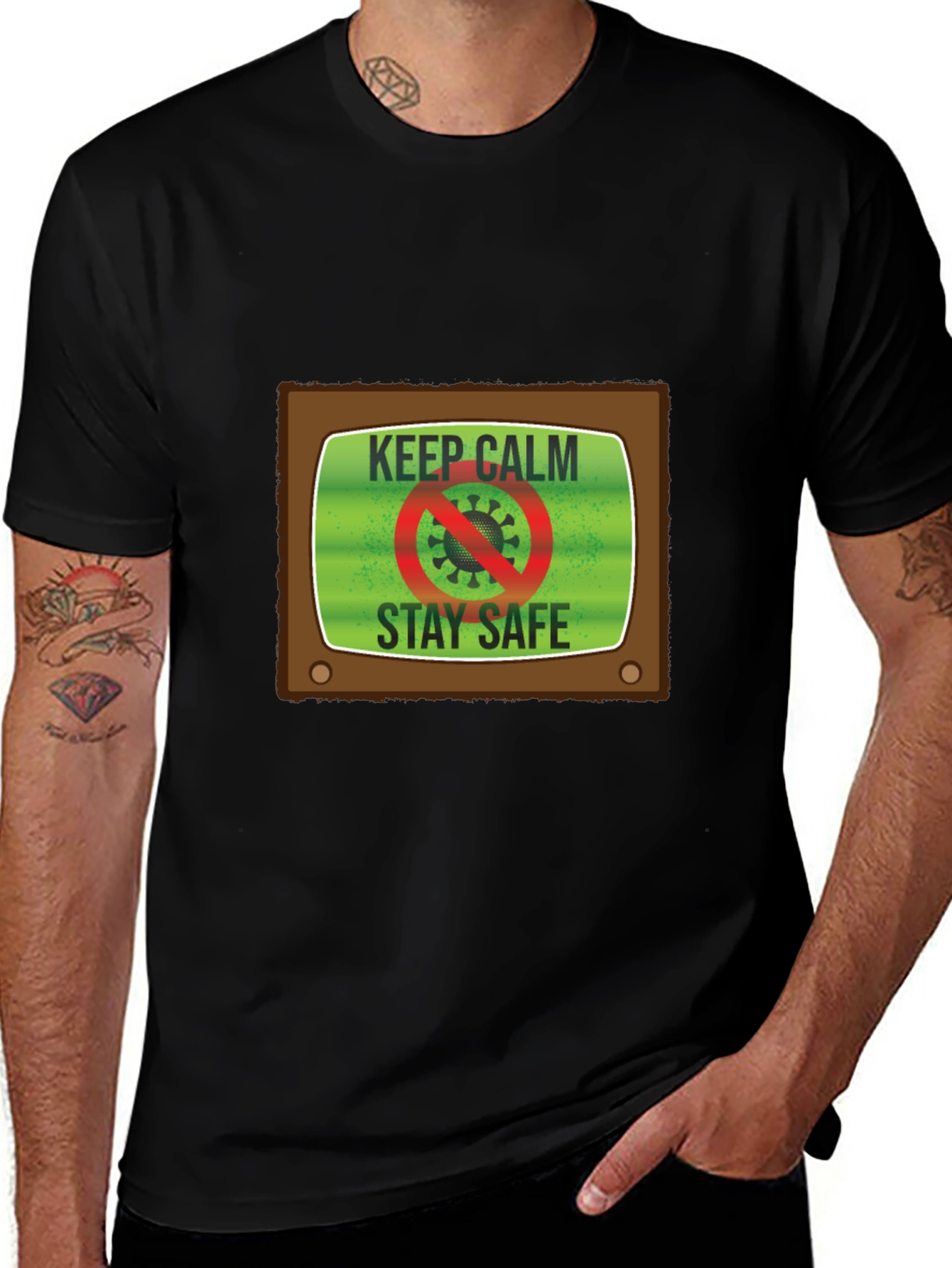 Keep Calm Stay Safe TV Graphic Tee - Unisex