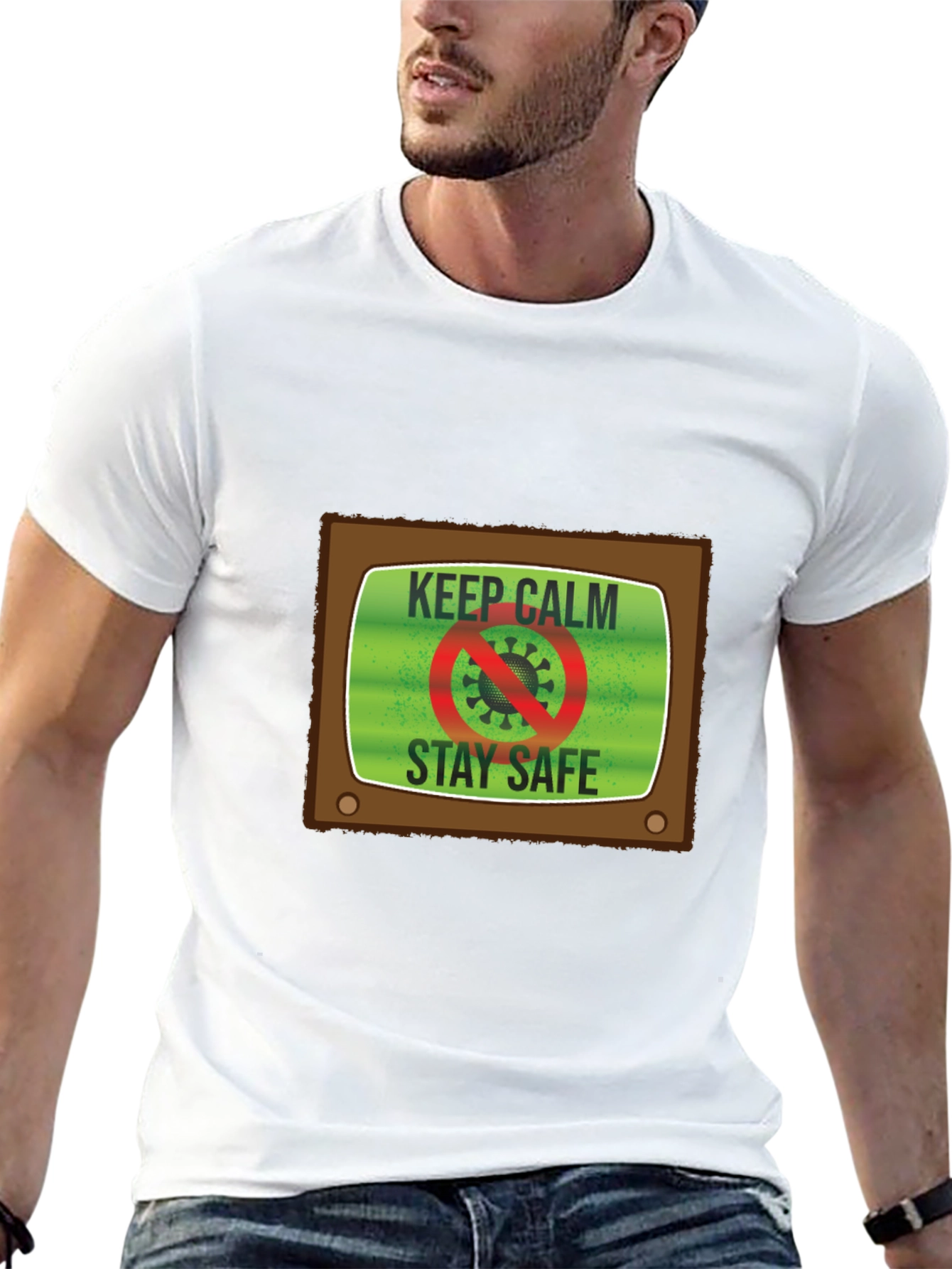 Keep Calm Stay Safe TV Graphic Tee - Unisex