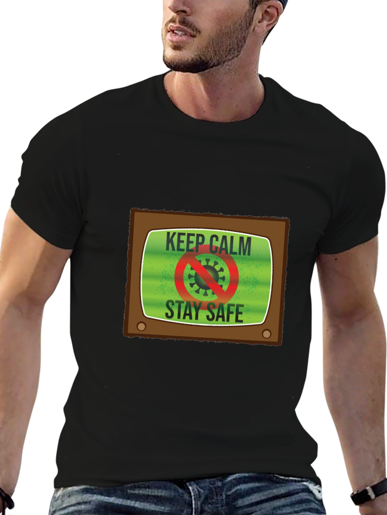 Keep Calm Stay Safe TV Graphic Tee - Unisex