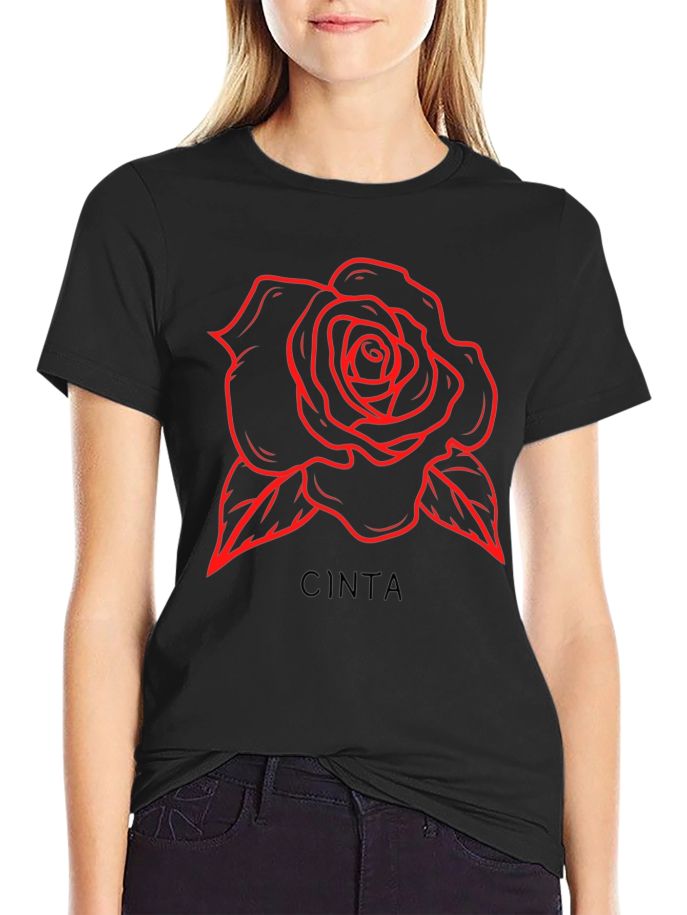 Rose CINTA Graphic T-Shirt - Black
