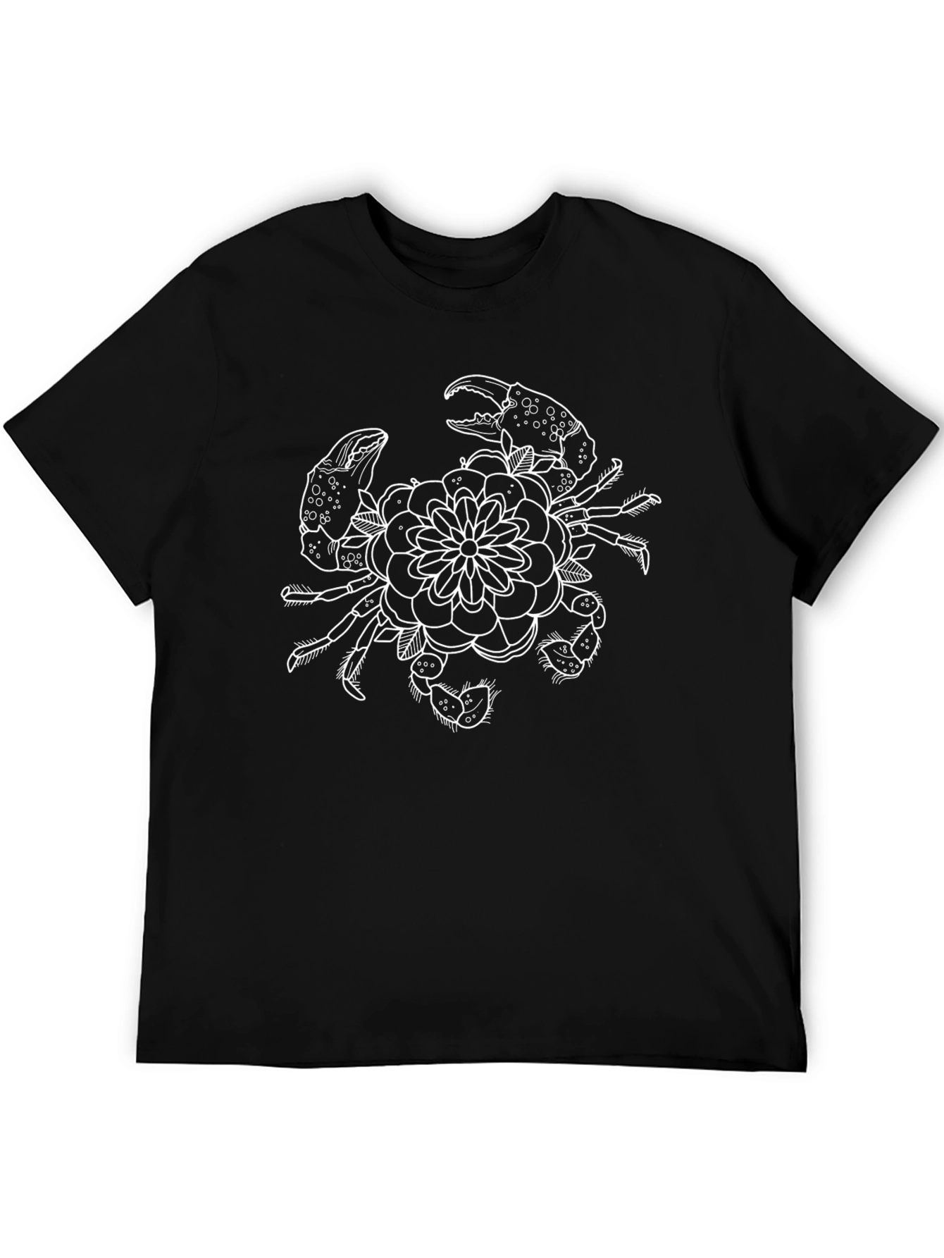 Crab & Floral Graphic Tee - Black Cotton