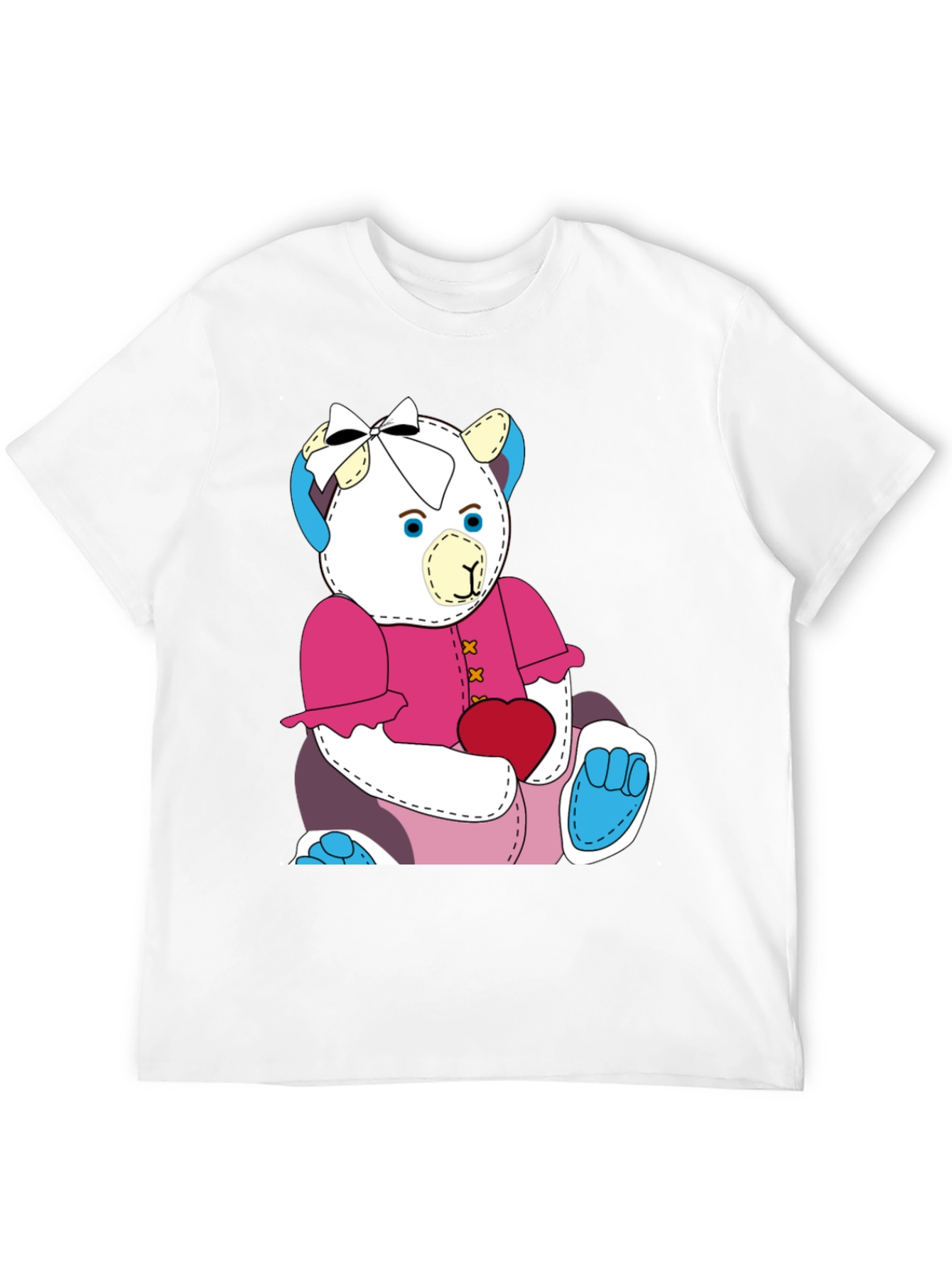 Cute Teddy Bear Graphic Tee - Black