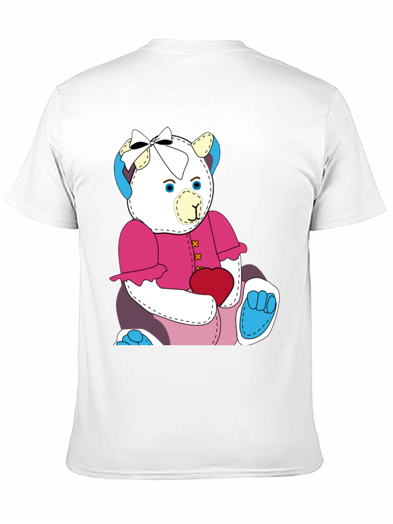 Cute Teddy Bear Graphic Tee - Black