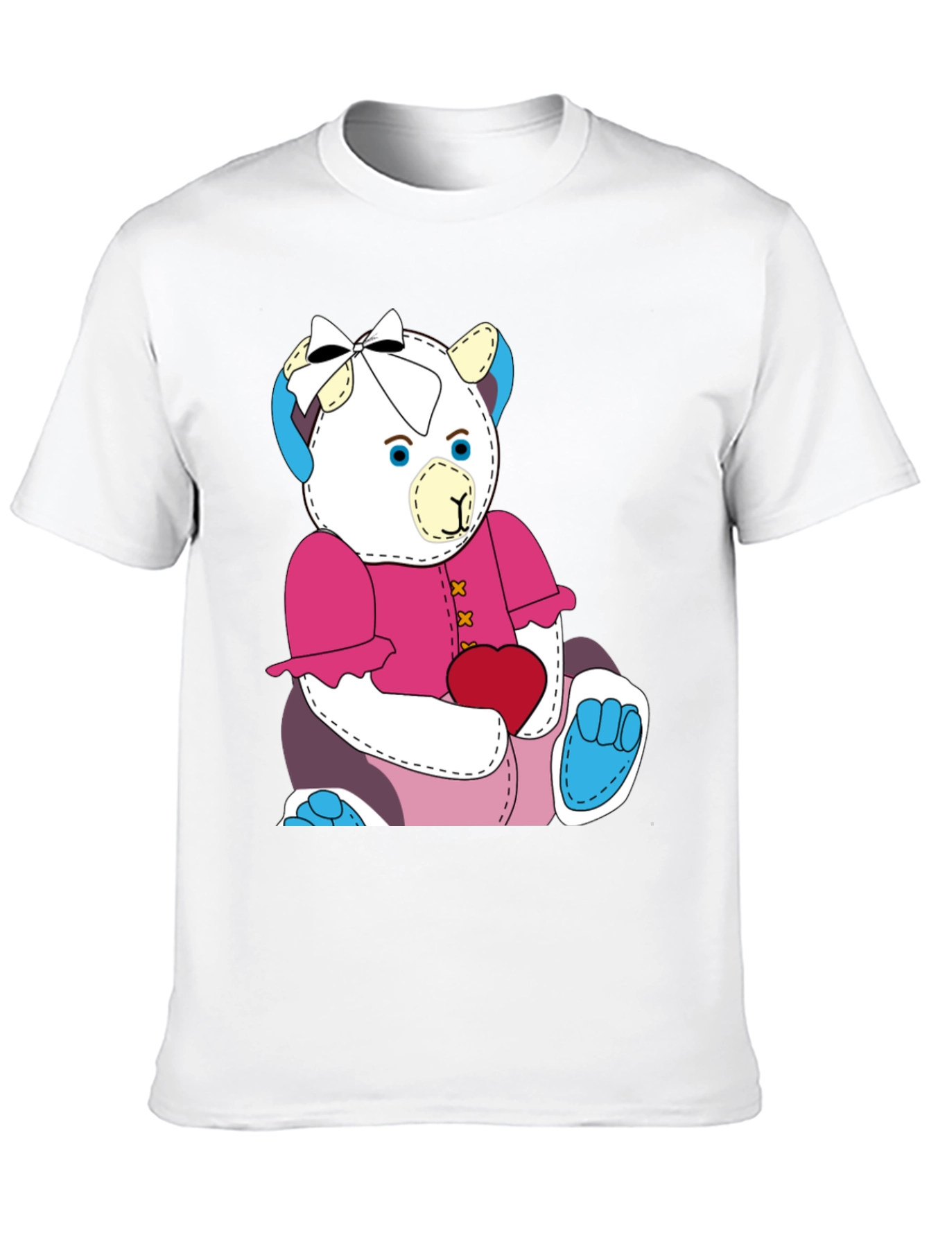 Cute Teddy Bear Graphic Tee - Black