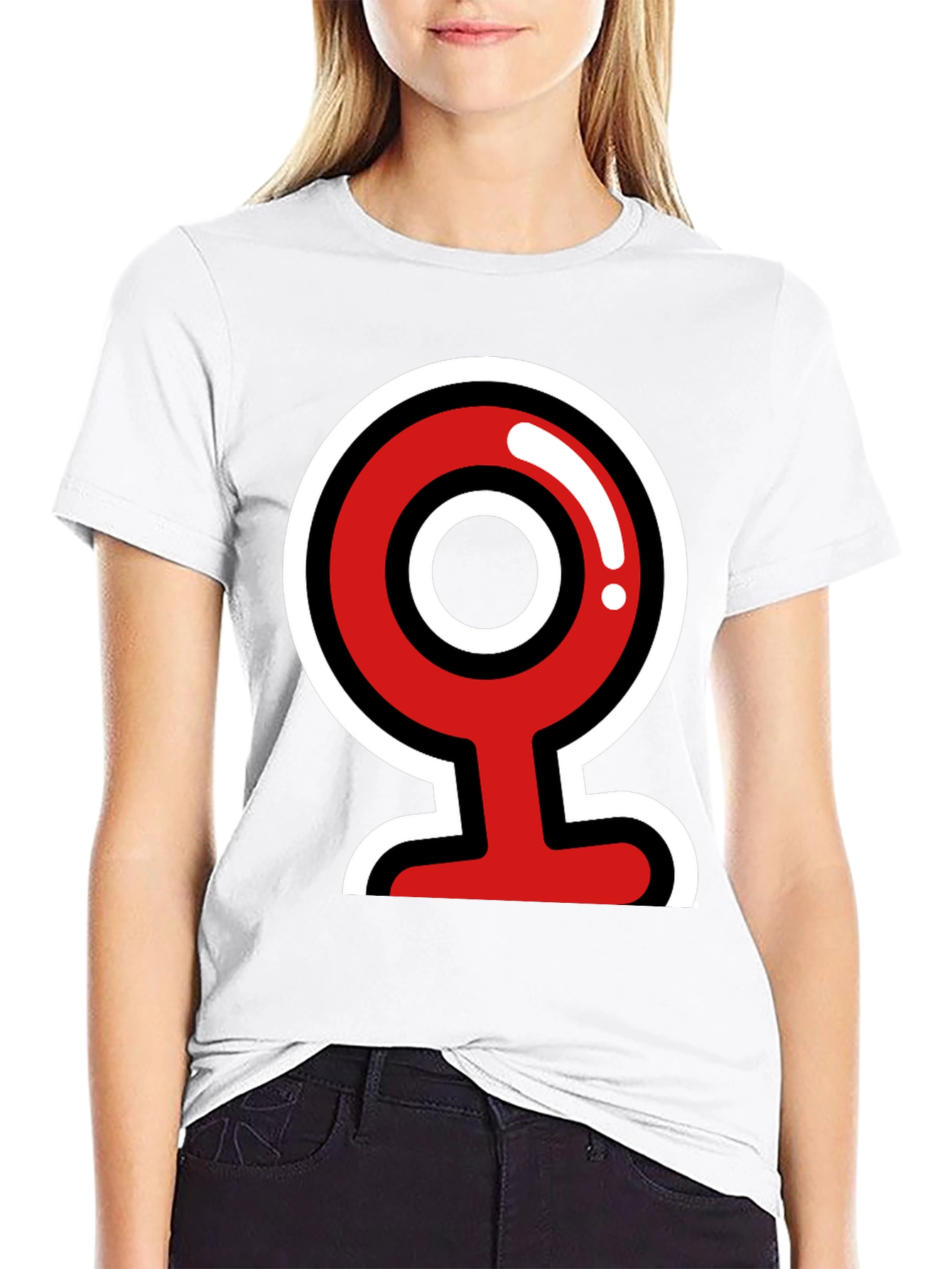 Bold Graphic Tee - Red & White Camera
