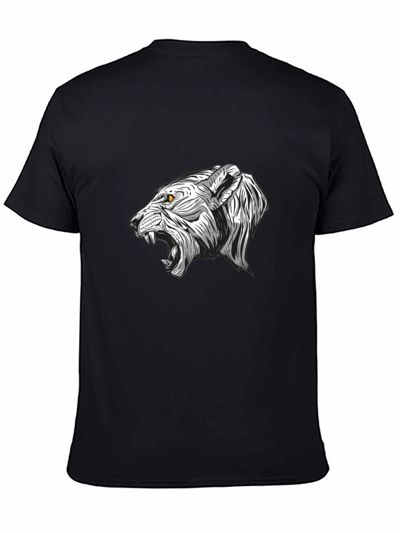 Mens Black Graphic Tee - Fierce Tiger Design