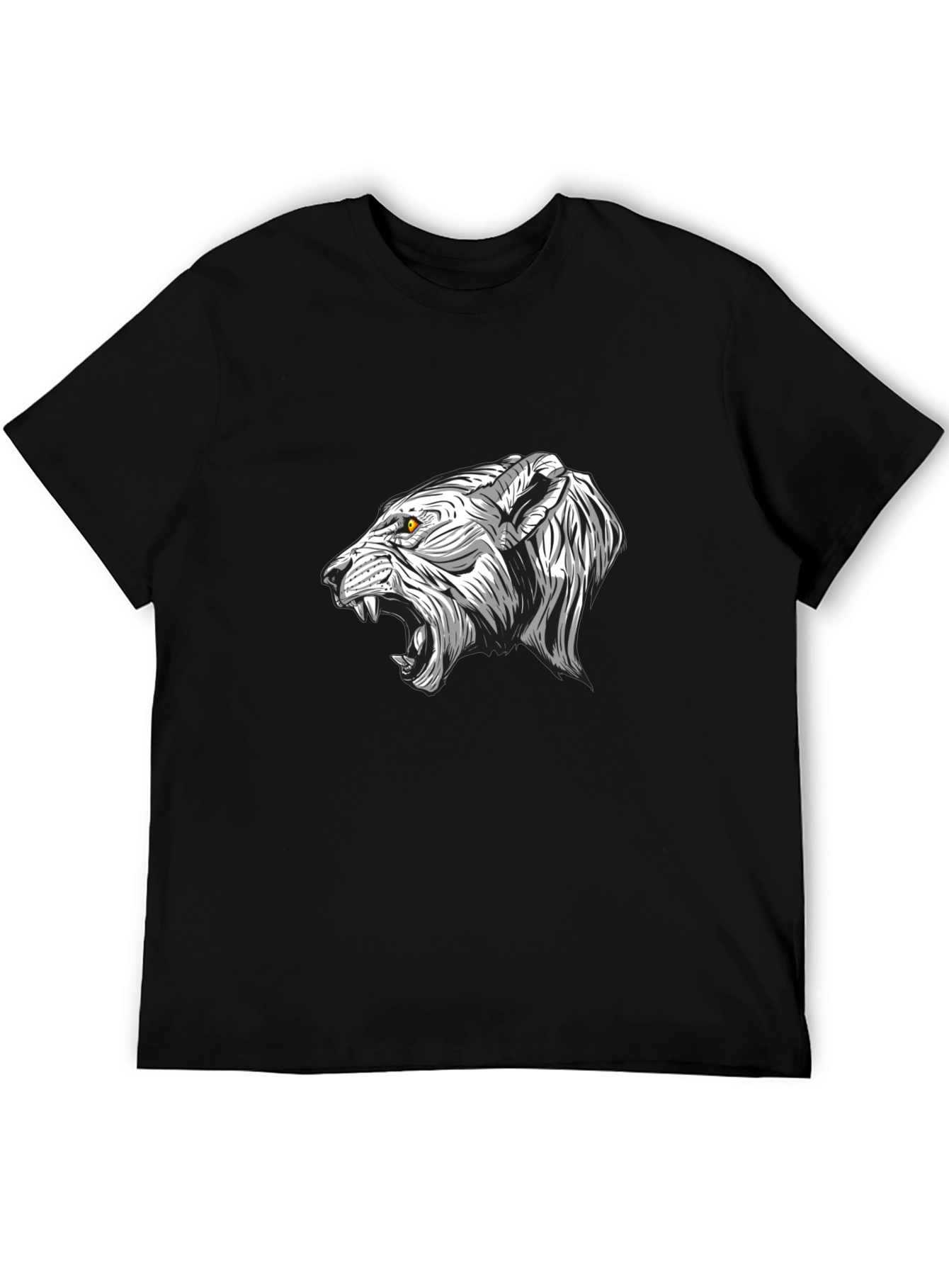 Mens Black Graphic Tee - Fierce Tiger Design