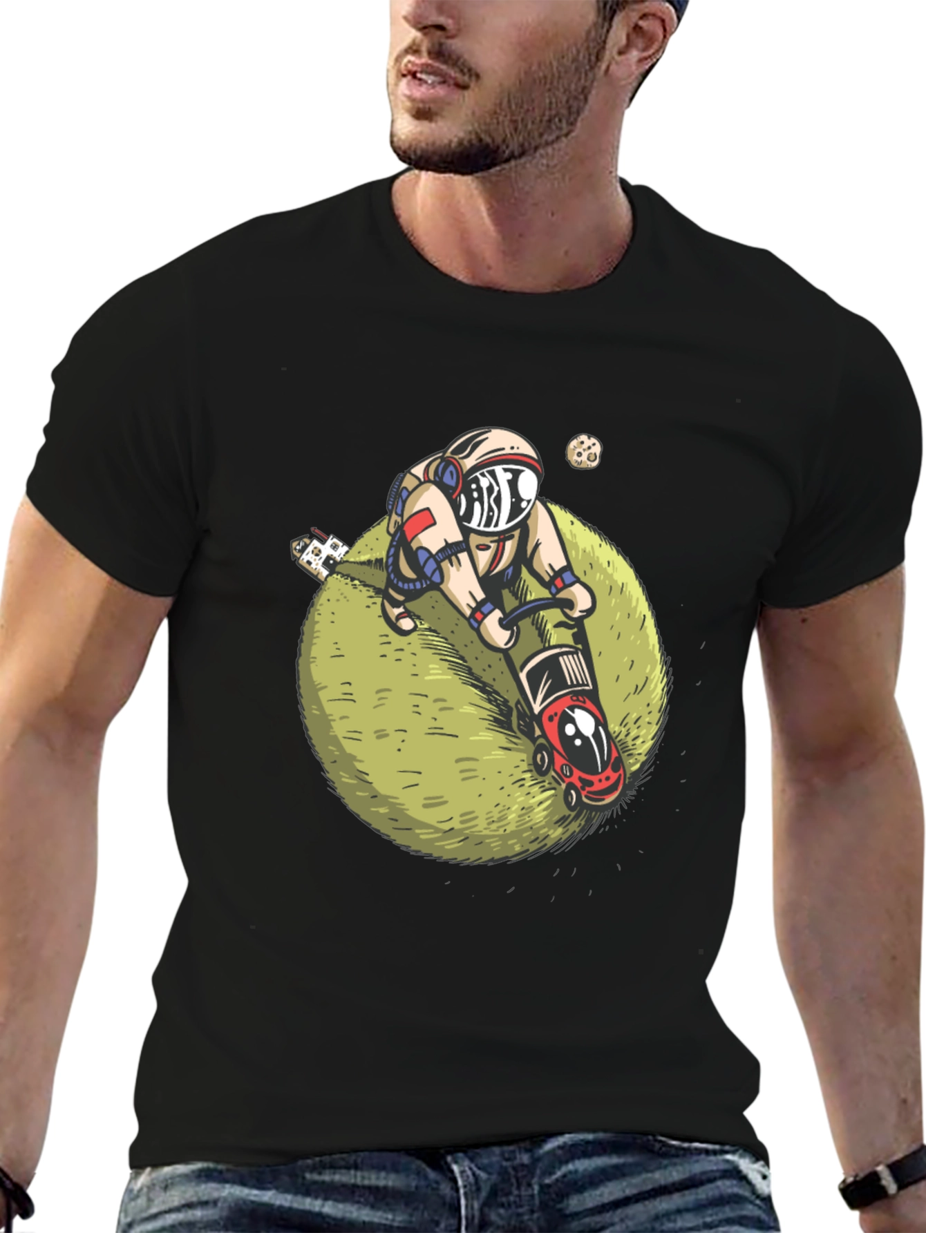 Astronaut Lawn Mowing T-Shirt - Space Humor Tee