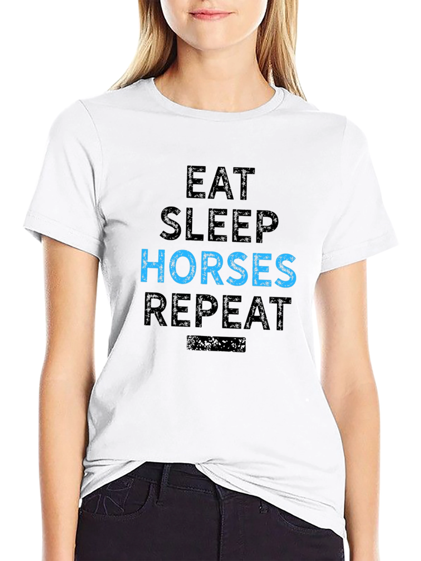 Eat Sleep Horses Repeat Black T-Shirt