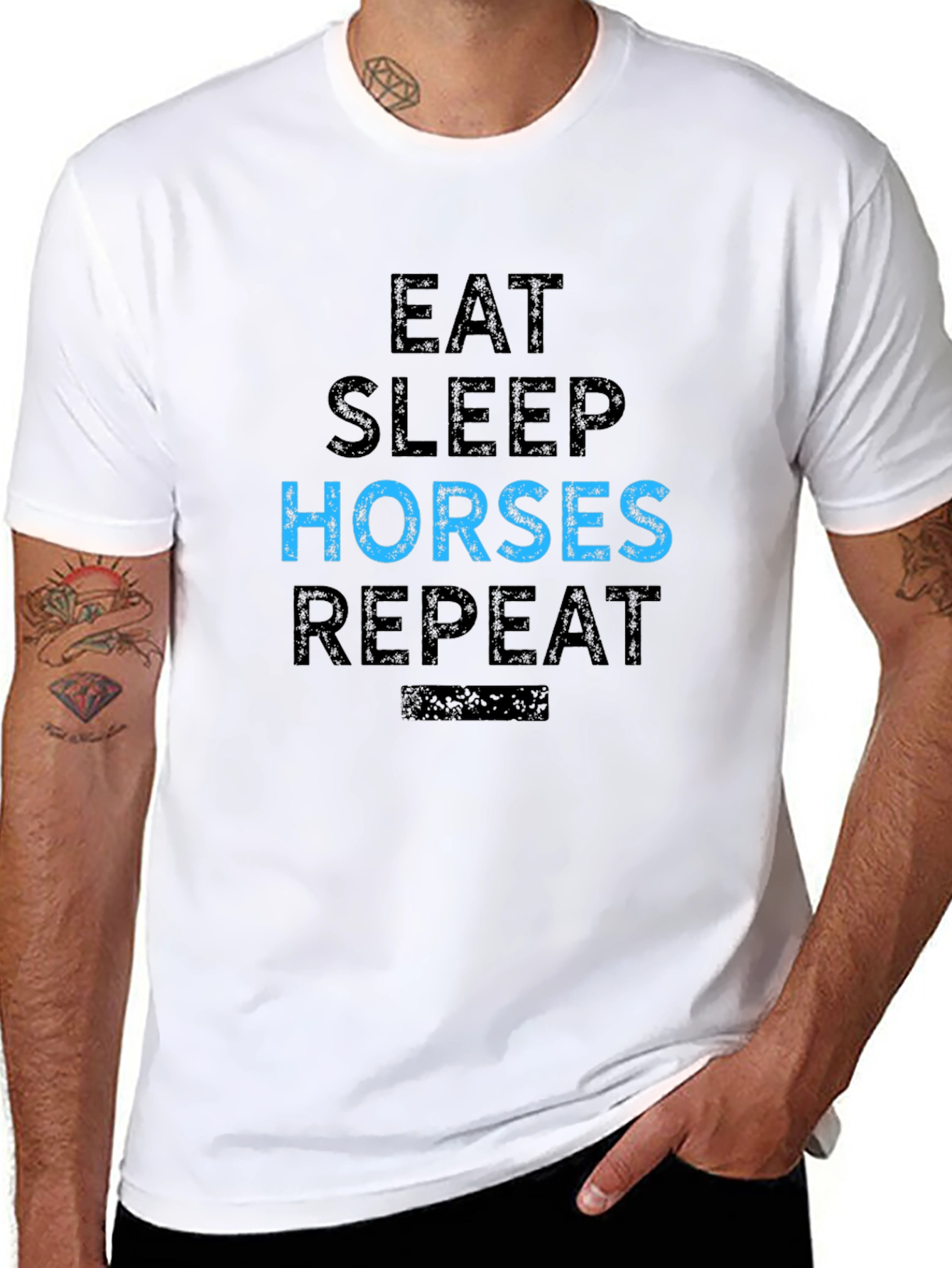 Eat Sleep Horses Repeat Black T-Shirt
