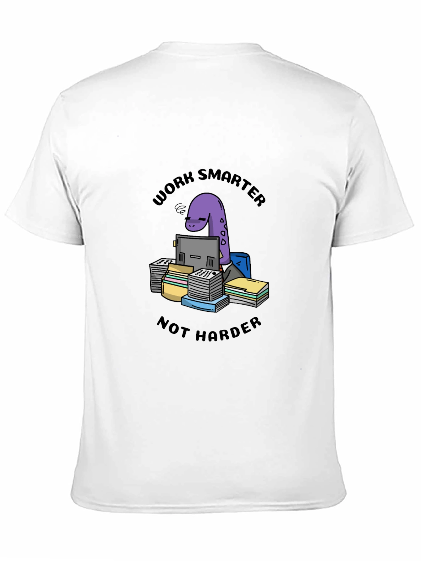 Work Smarter Dinosaur Black T-Shirt