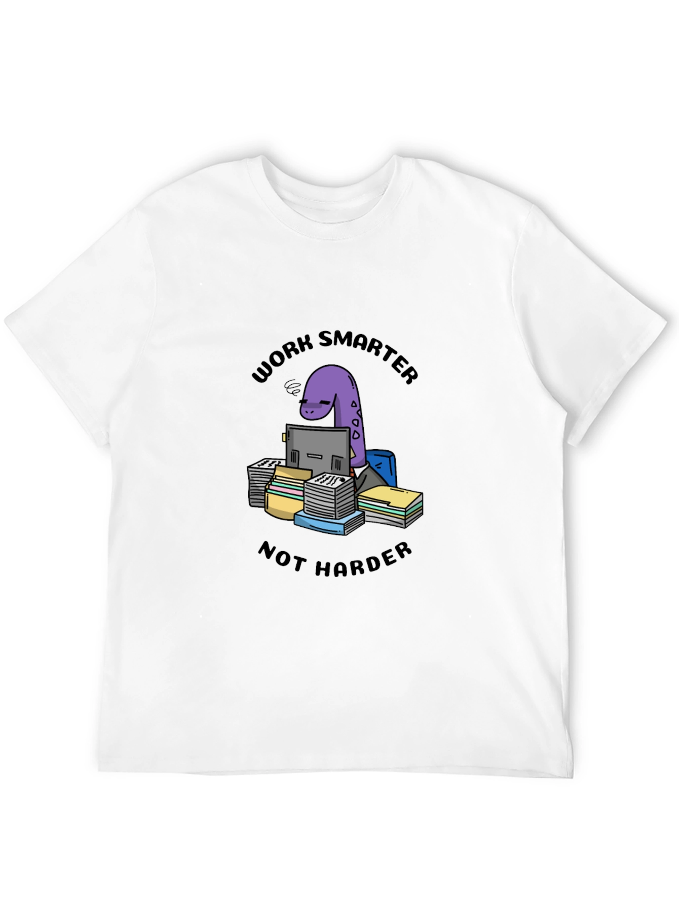 Work Smarter Dinosaur Black T-Shirt