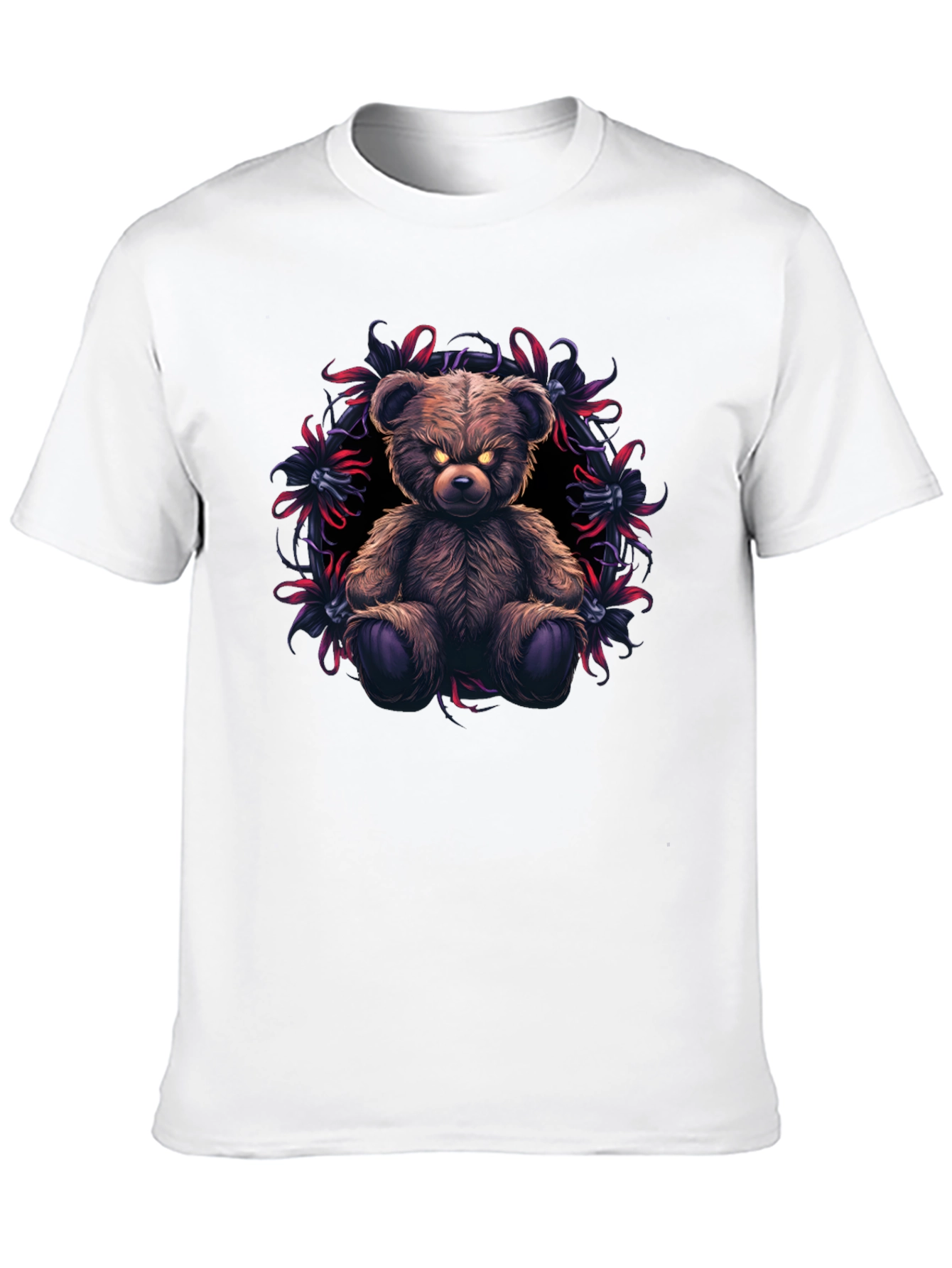 Mens Black T-Shirt with Evil Teddy Bear Graphic