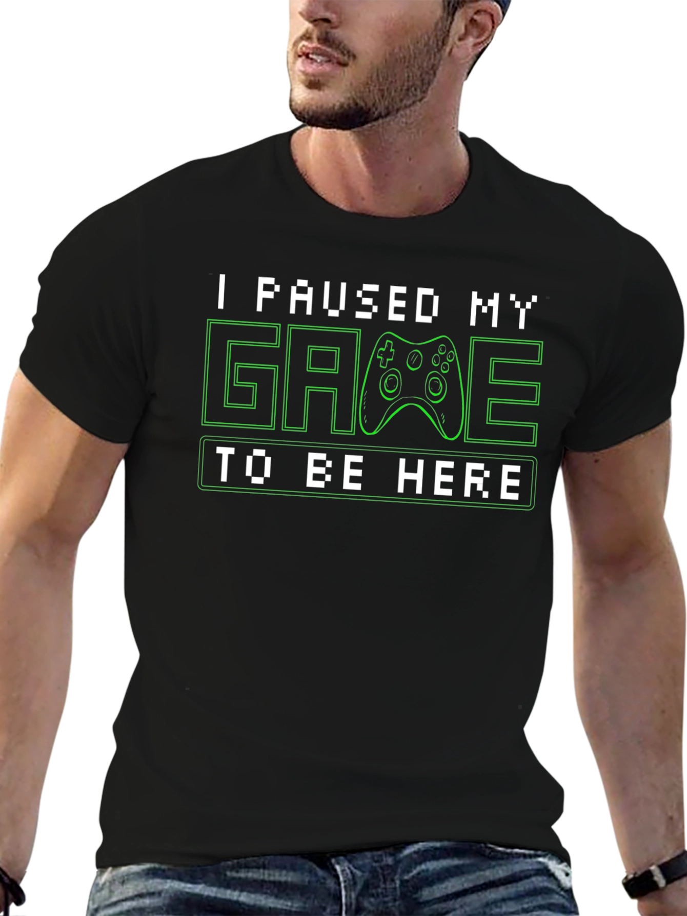 I Paused My Game to Be Here Black T-Shirt