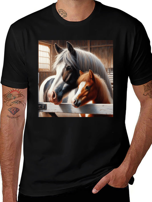 Horse & Foal Graphic Tee - Animal Lover T-Shirt