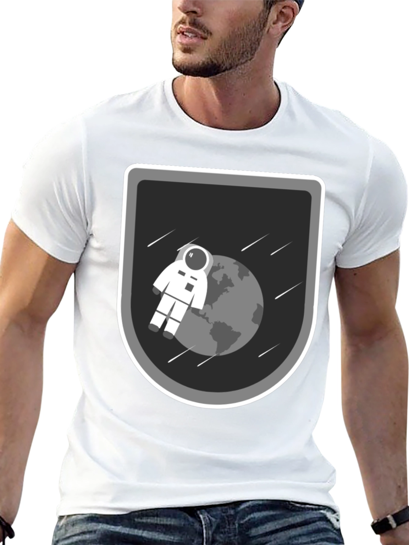 Astronaut in Space Black T-Shirt