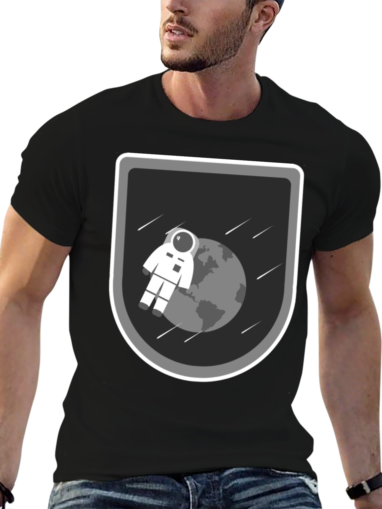 Astronaut in Space Black T-Shirt