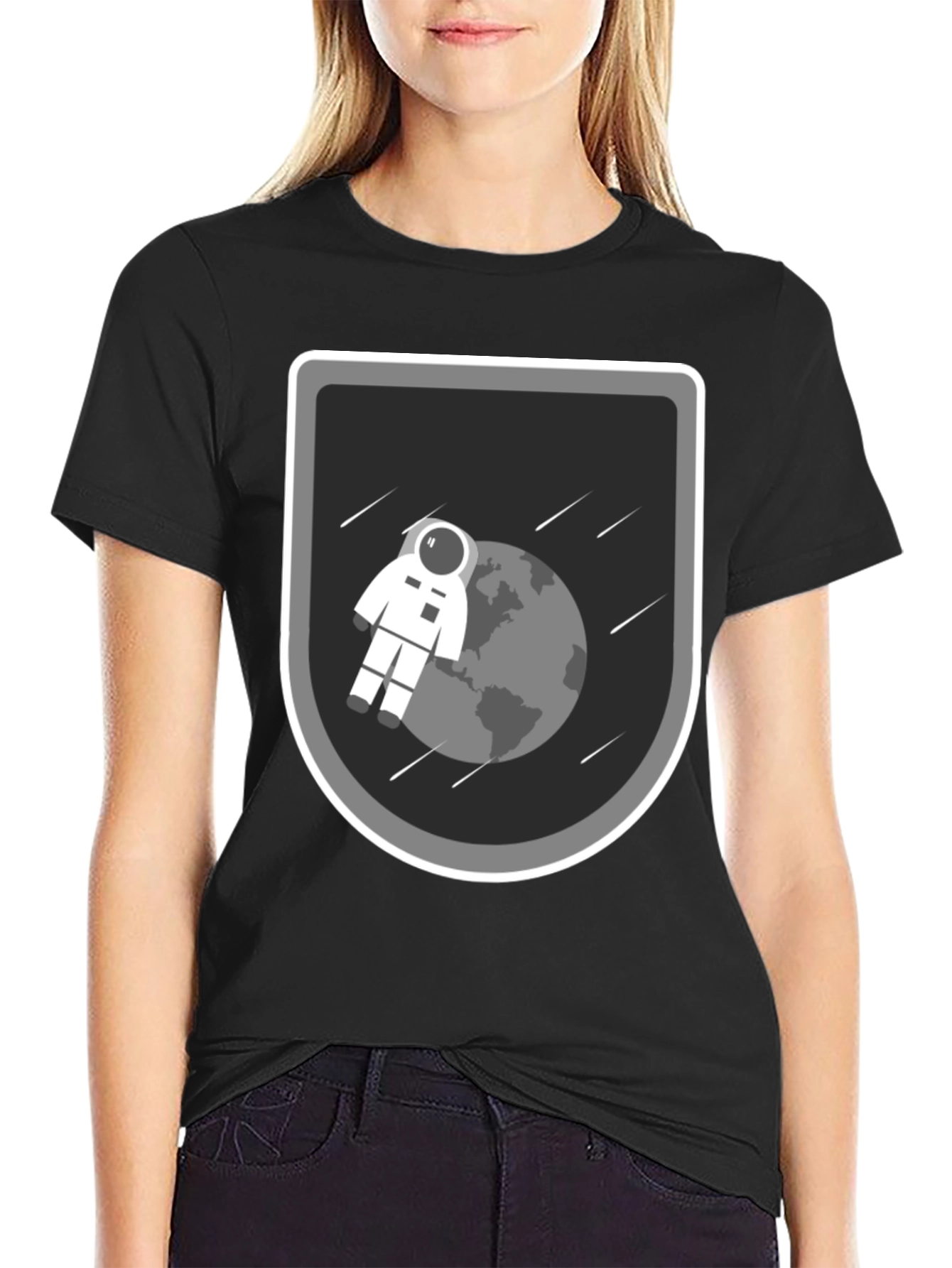 Astronaut in Space Black T-Shirt