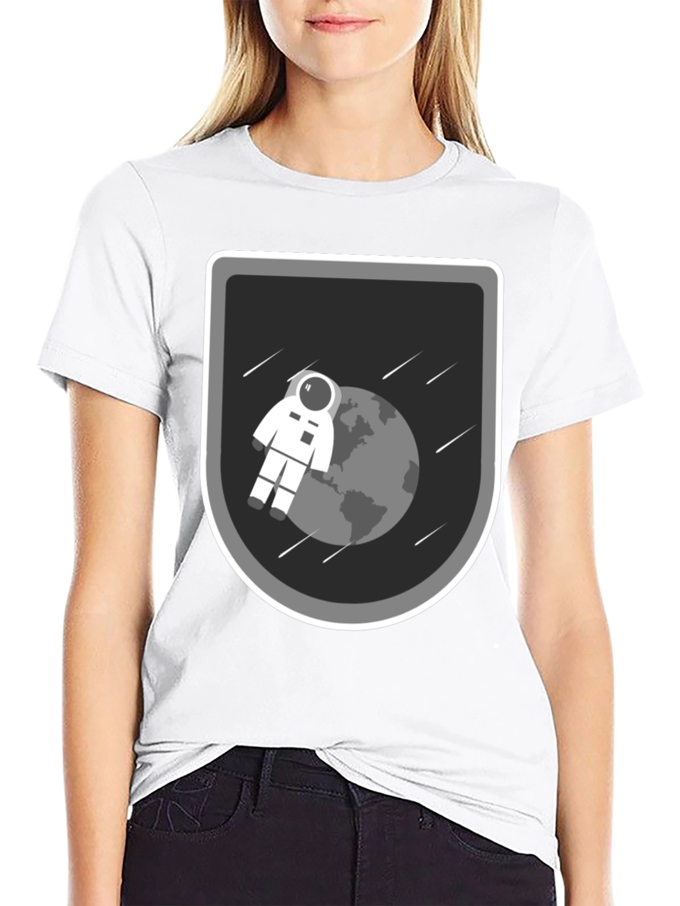 Astronaut in Space Black T-Shirt