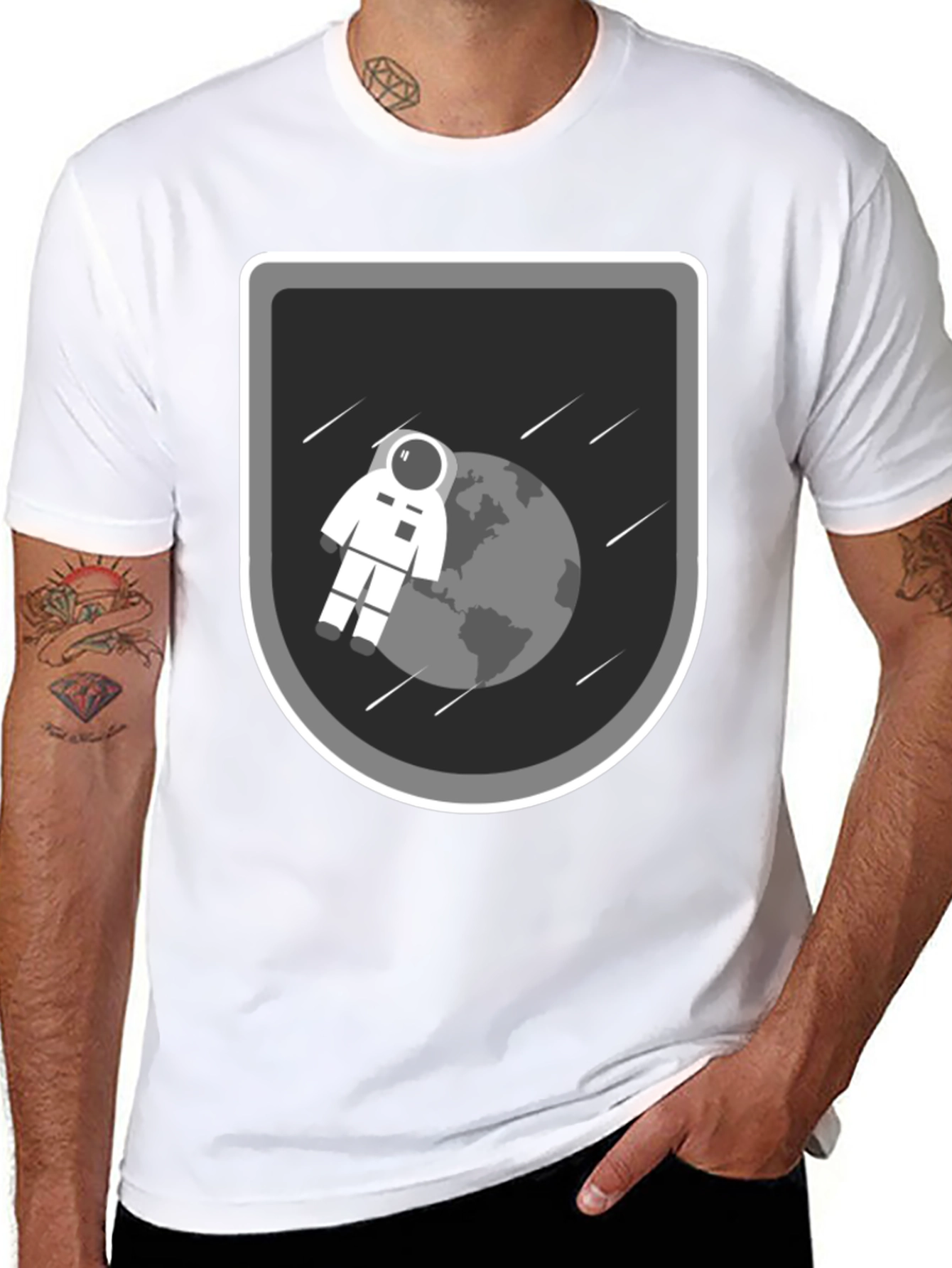 Astronaut in Space Black T-Shirt