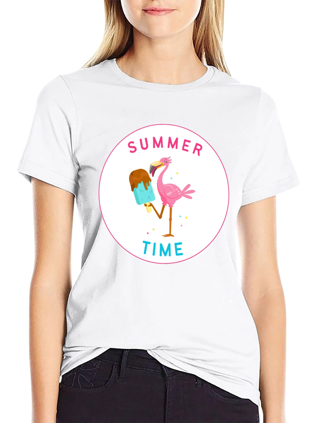 Summer Time Flamingo Graphic T-Shirt