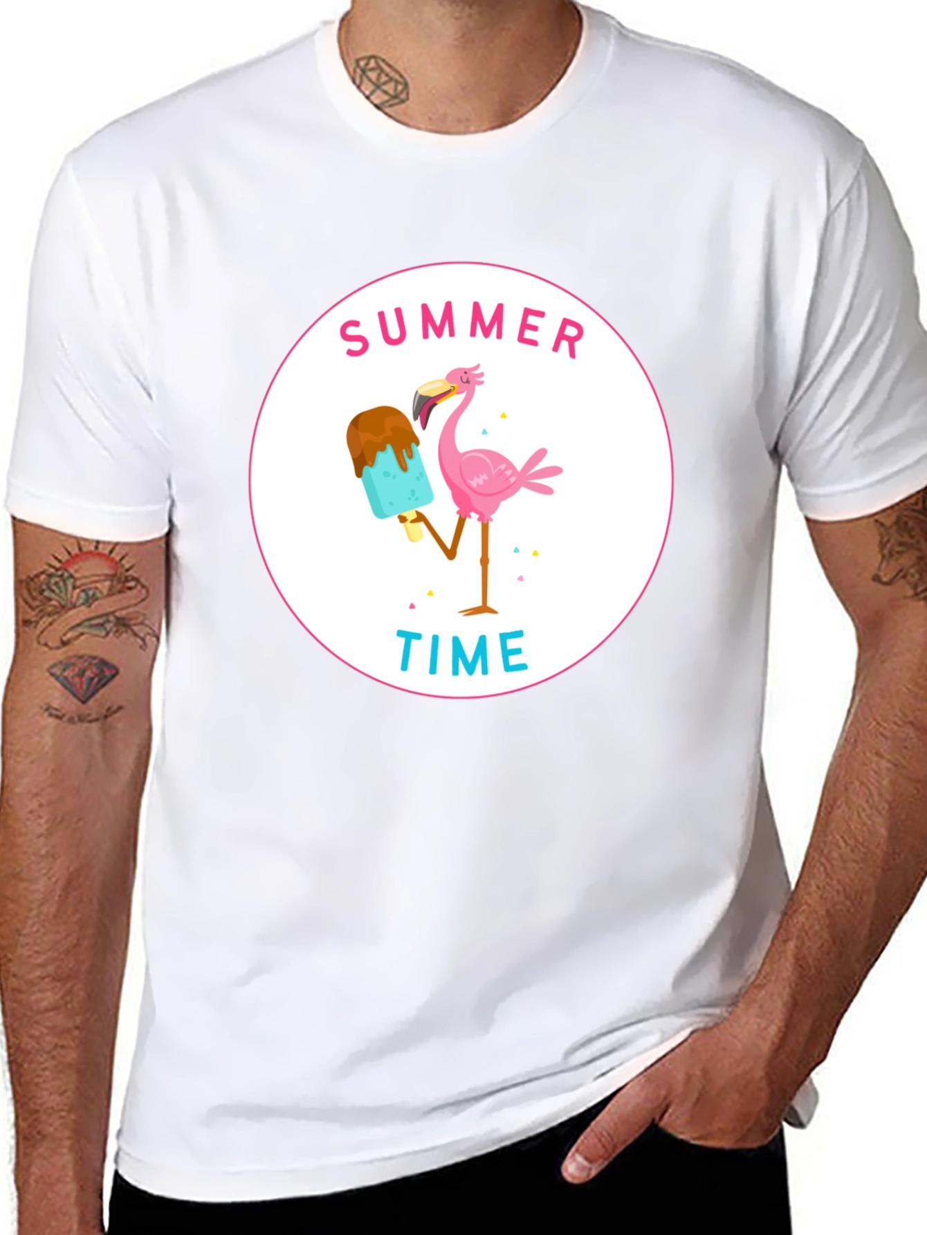 Summer Time Flamingo Graphic T-Shirt