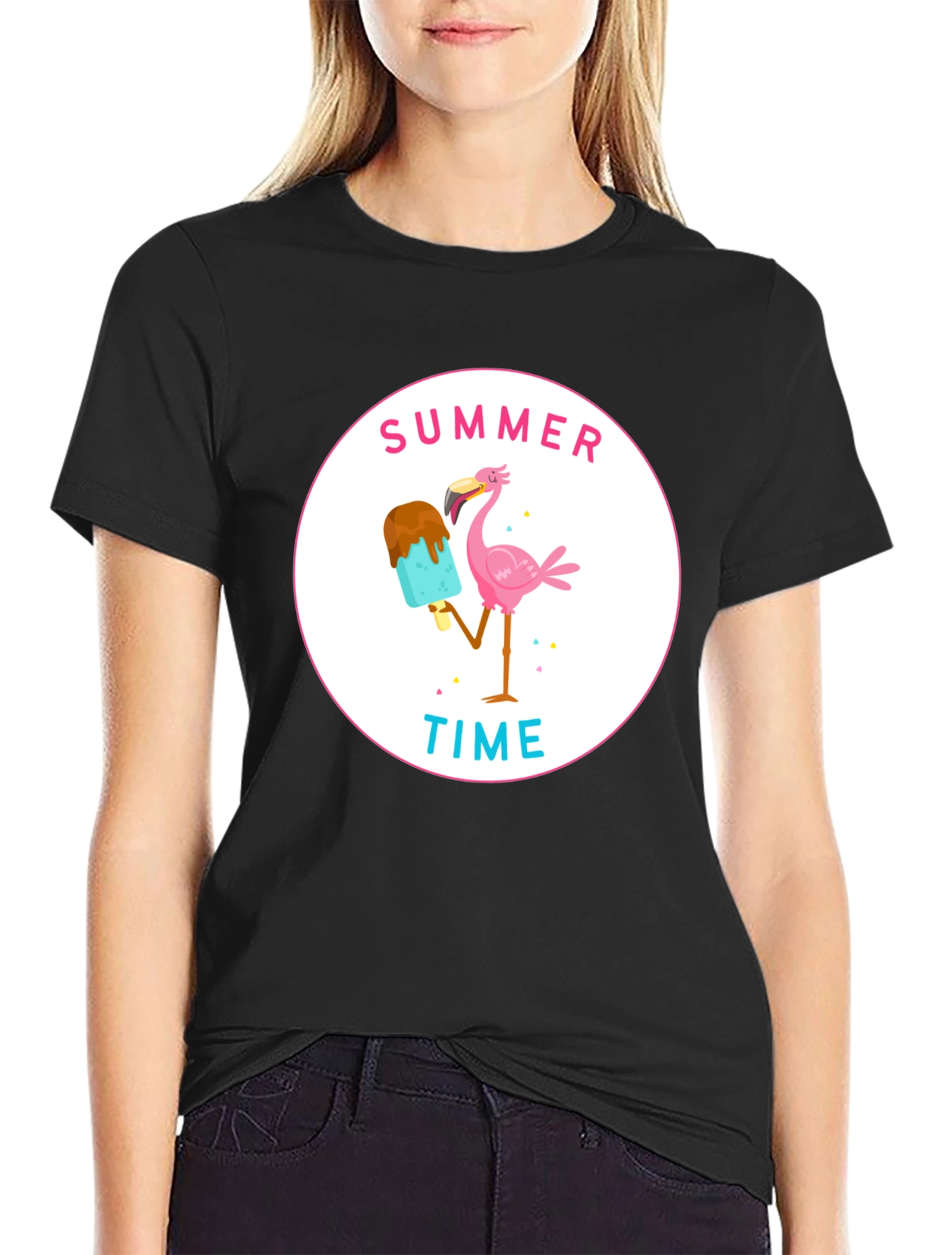 Summer Time Flamingo Graphic T-Shirt