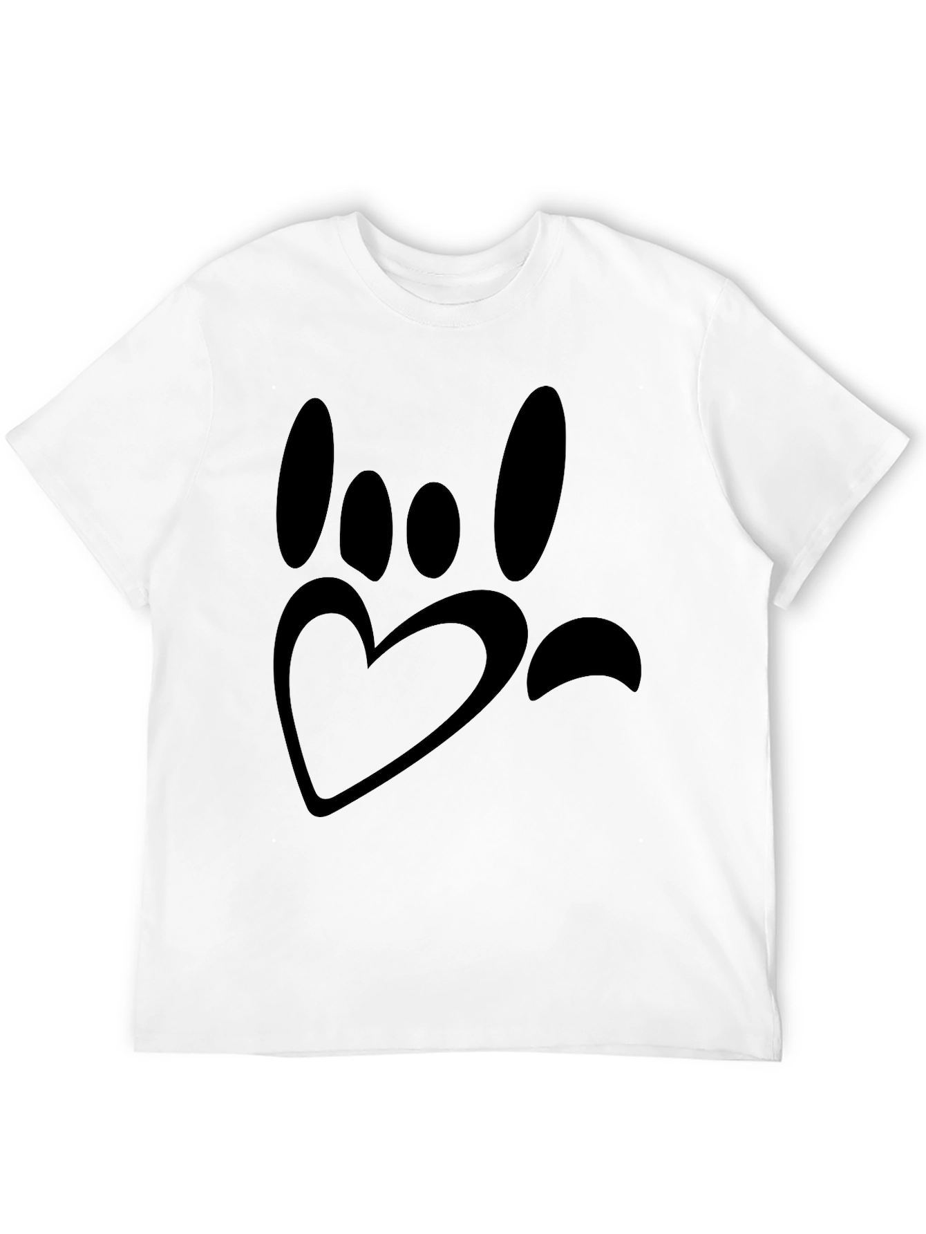 Paw Print Heart Graphic T-Shirt - Black