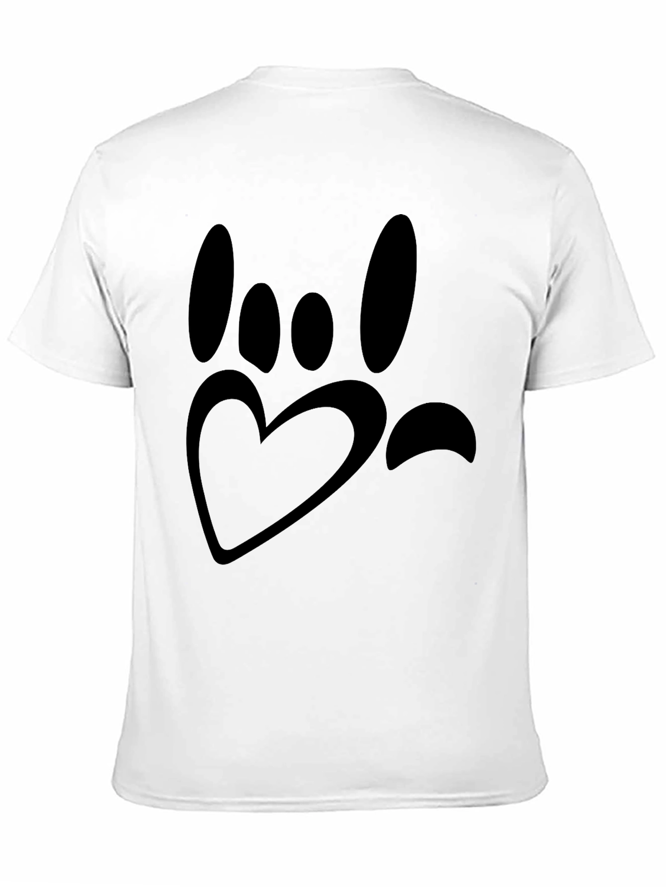 Paw Print Heart Graphic T-Shirt - Black