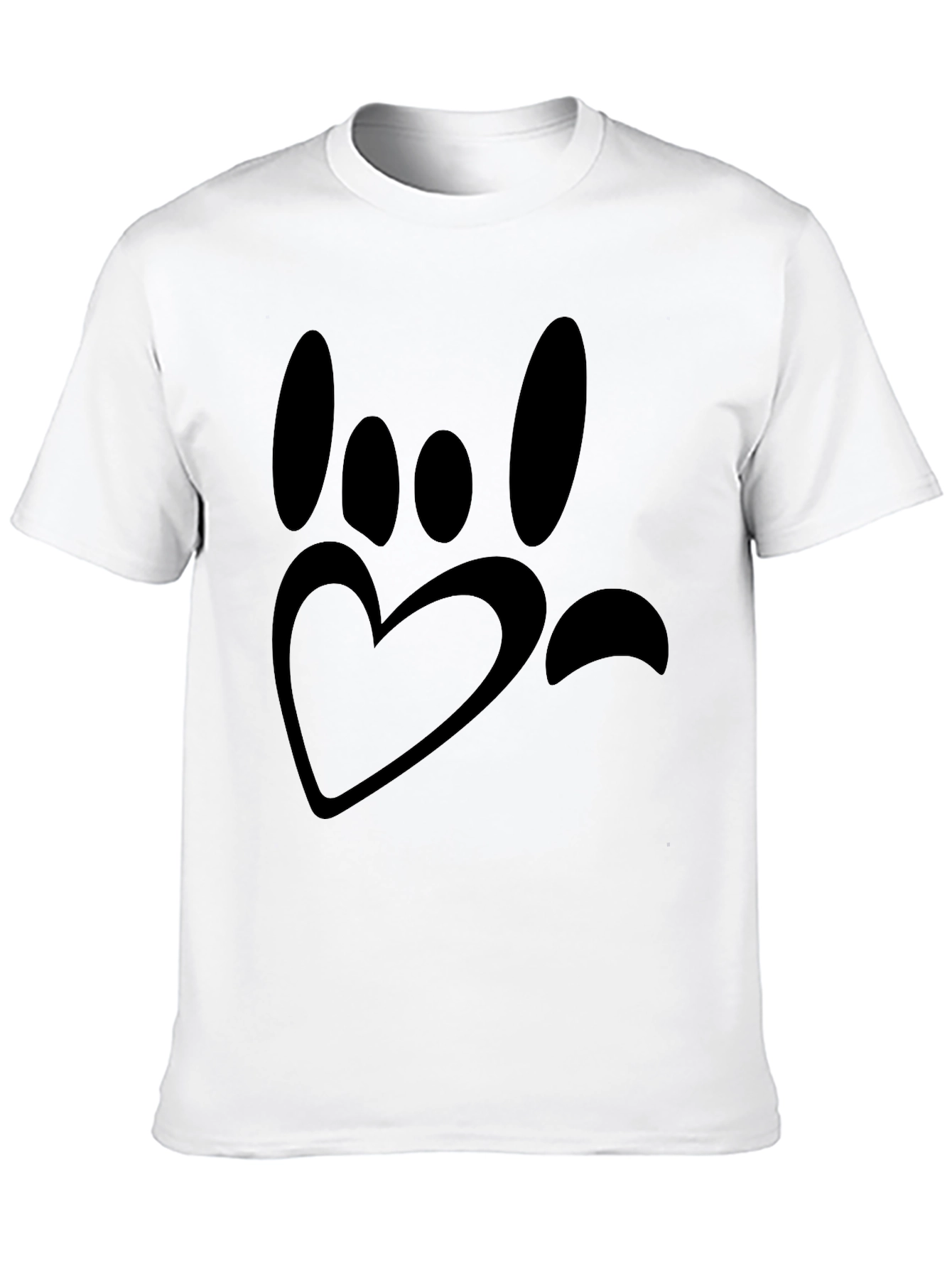 Paw Print Heart Graphic T-Shirt - Black