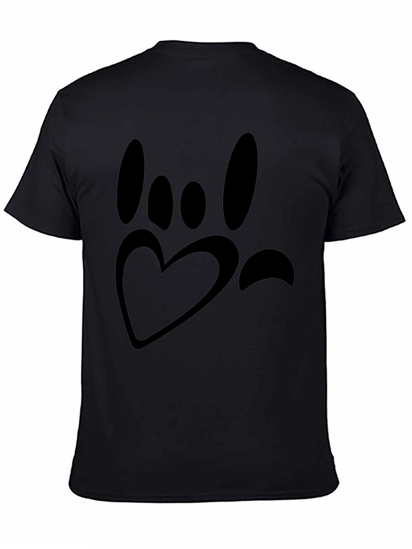 Paw Print Heart Graphic T-Shirt - Black