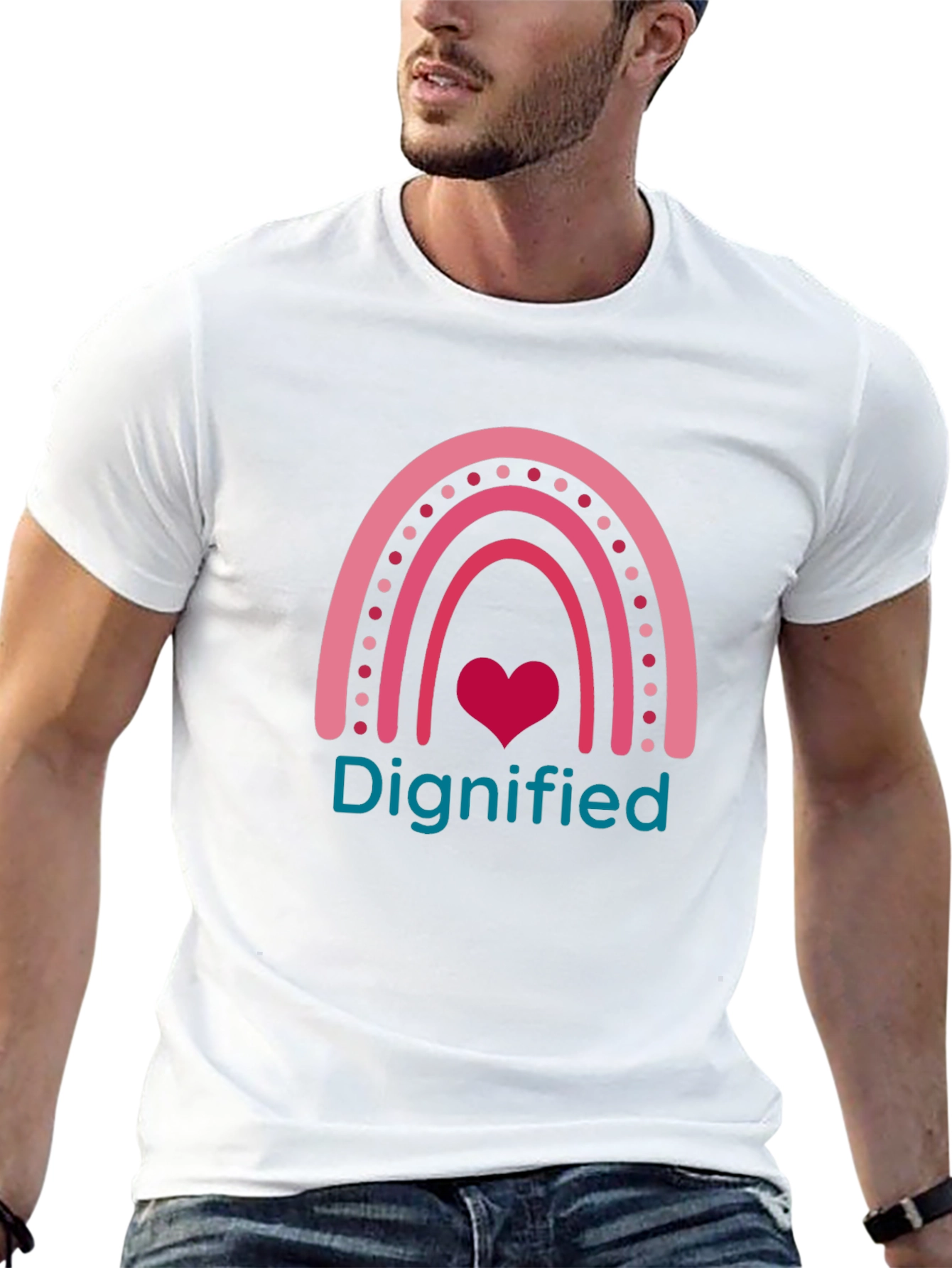 Dignified Rainbow Heart Tee - Soft Cotton Comfort