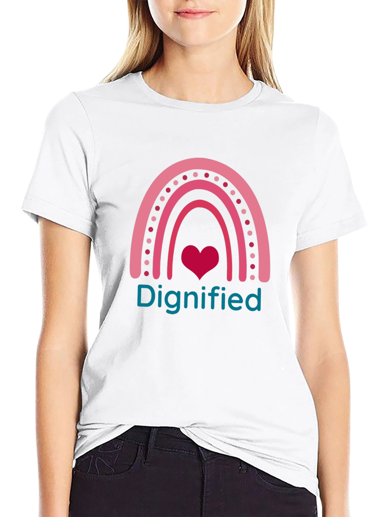 Dignified Rainbow Heart Tee - Soft Cotton Comfort